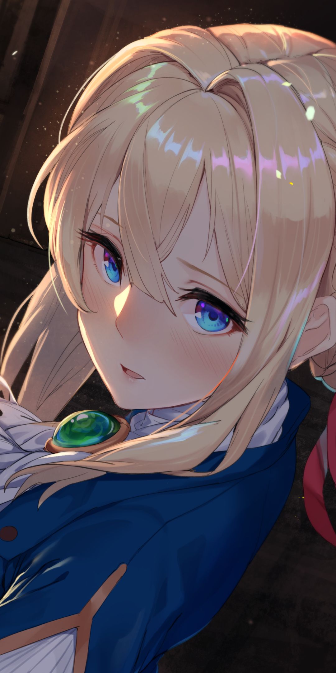 Descarga gratuita de fondo de pantalla para móvil de Rubio, Ojos Azules, Animado, Sonrojo, Rubia, Violeta Evergarden (Personaje), Violet Evergarden.