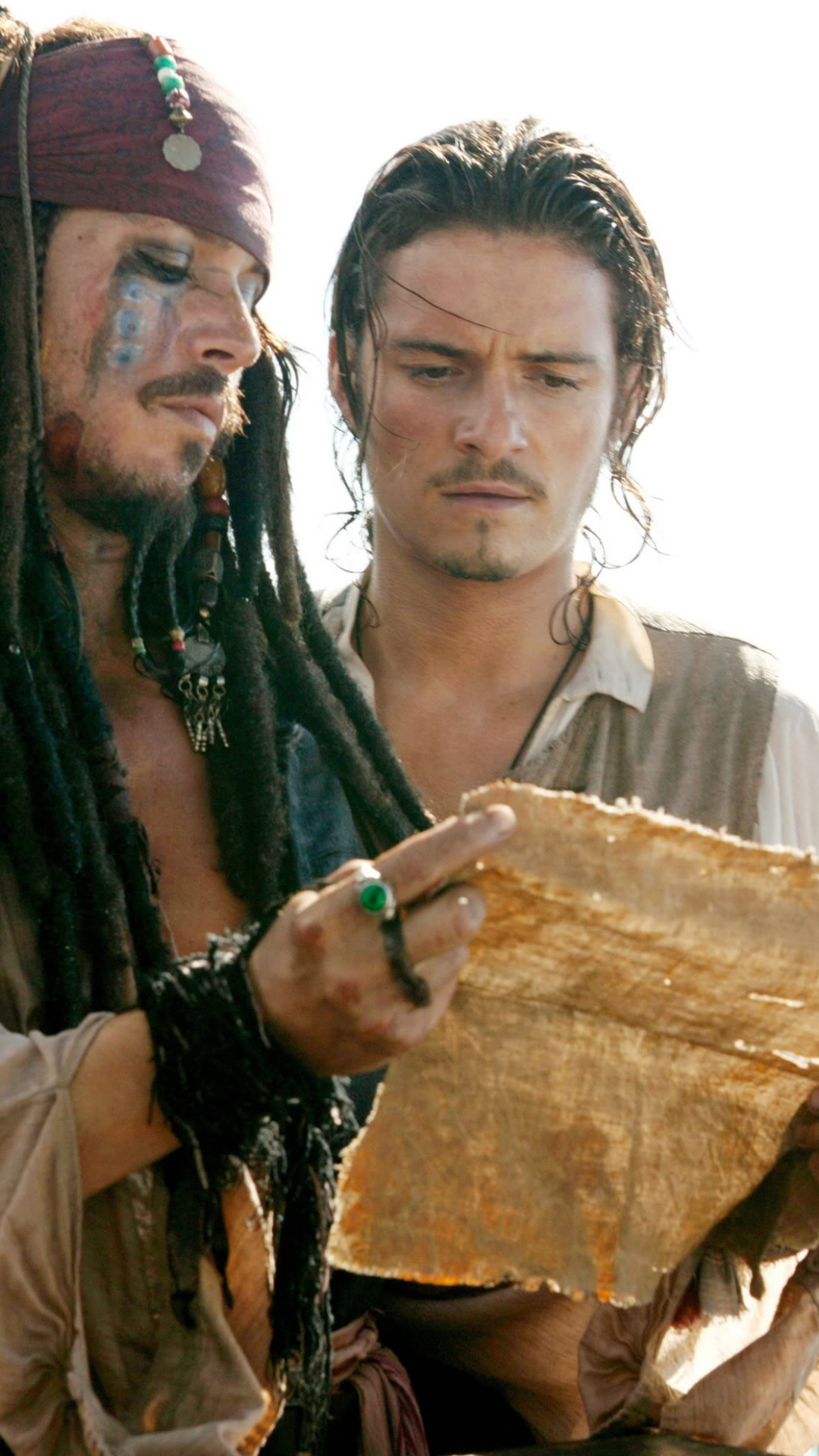 Téléchargez des papiers peints mobile Pirates Des Caraïbes, Johnny Depp, Orlando Bloom, Film, Jack Sparrow, Will Turner, Pirates Des Caraïbes : Le Secret Du Coffre Maudit gratuitement.