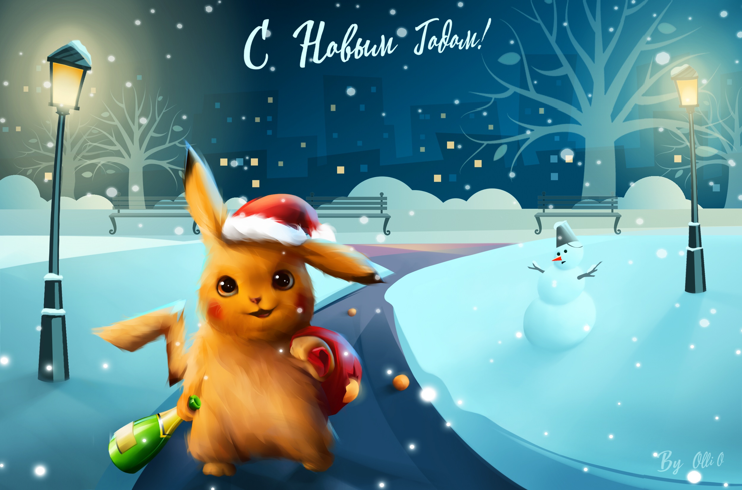 Téléchargez des papiers peints mobile Pokémon, Chapeau De Père Noël, Animé, Pikachu gratuitement.
