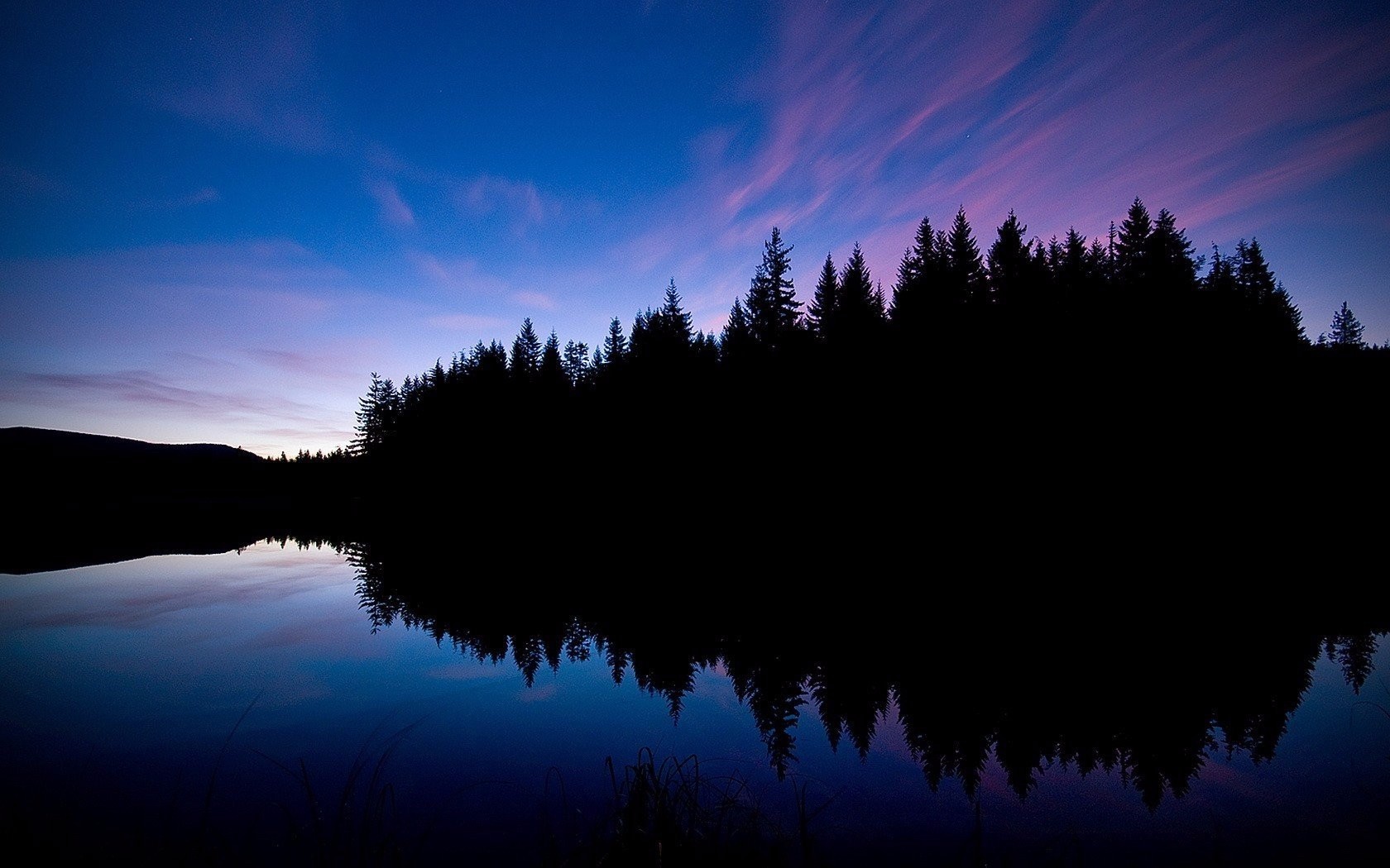 Download mobile wallpaper Night, Lake, Reflection, Silhouette, Earth for free.