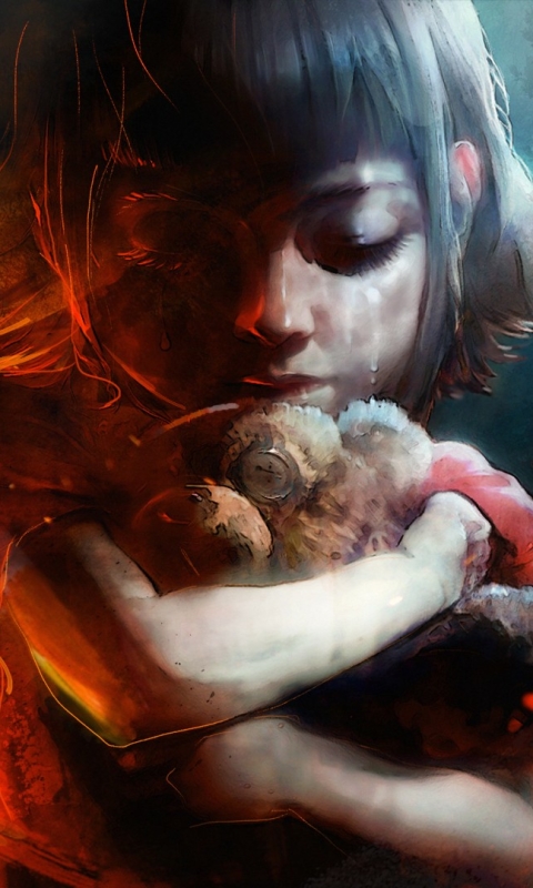 Download mobile wallpaper League Of Legends, Sad, Video Game, Short Hair, Little Girl, Stuffed Animal, Annie (League Of Legends), Crying for free.