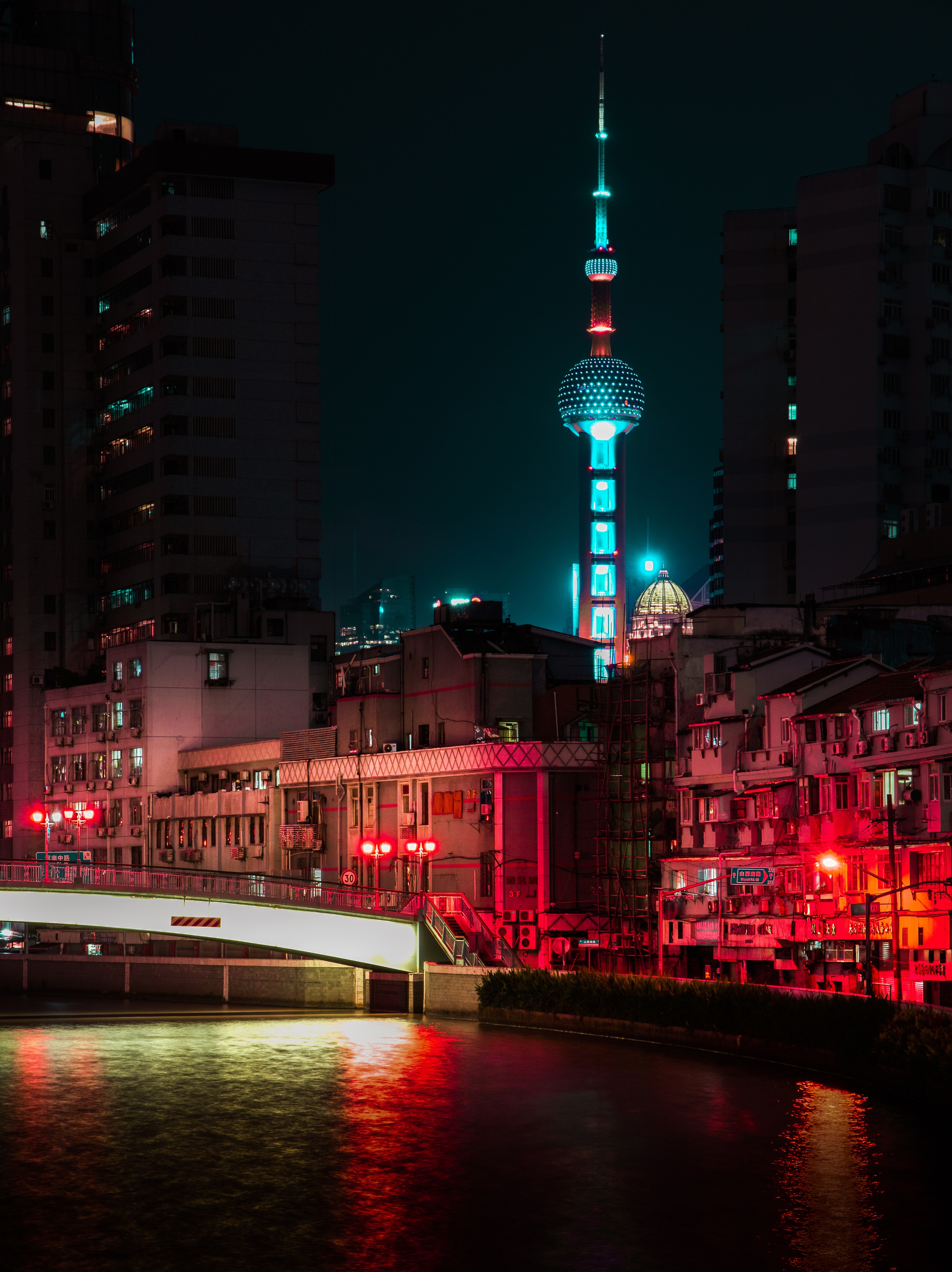 Free download wallpaper Night City, Tower, Cities, Architecture, City Lights on your PC desktop