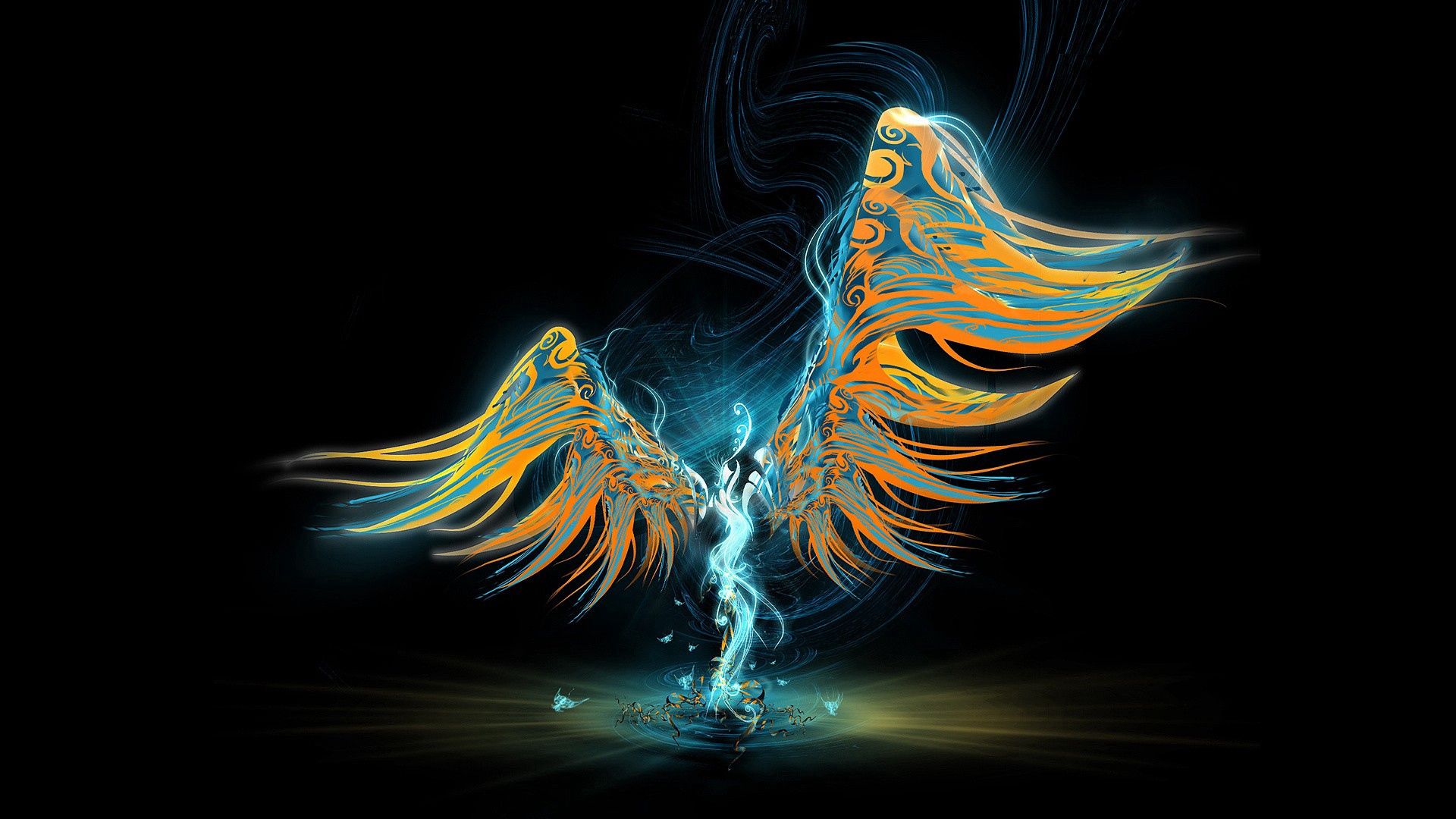 wings, patterns, picture, abstract, shine, light, drawing, angel Full HD