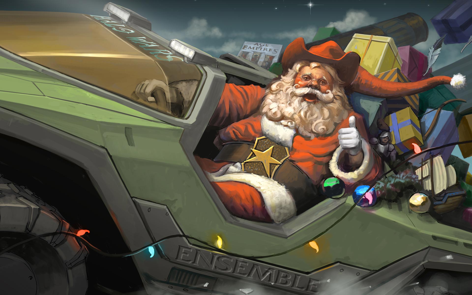 Free download wallpaper Halo, Christmas, Holiday, Gift, Santa on your PC desktop