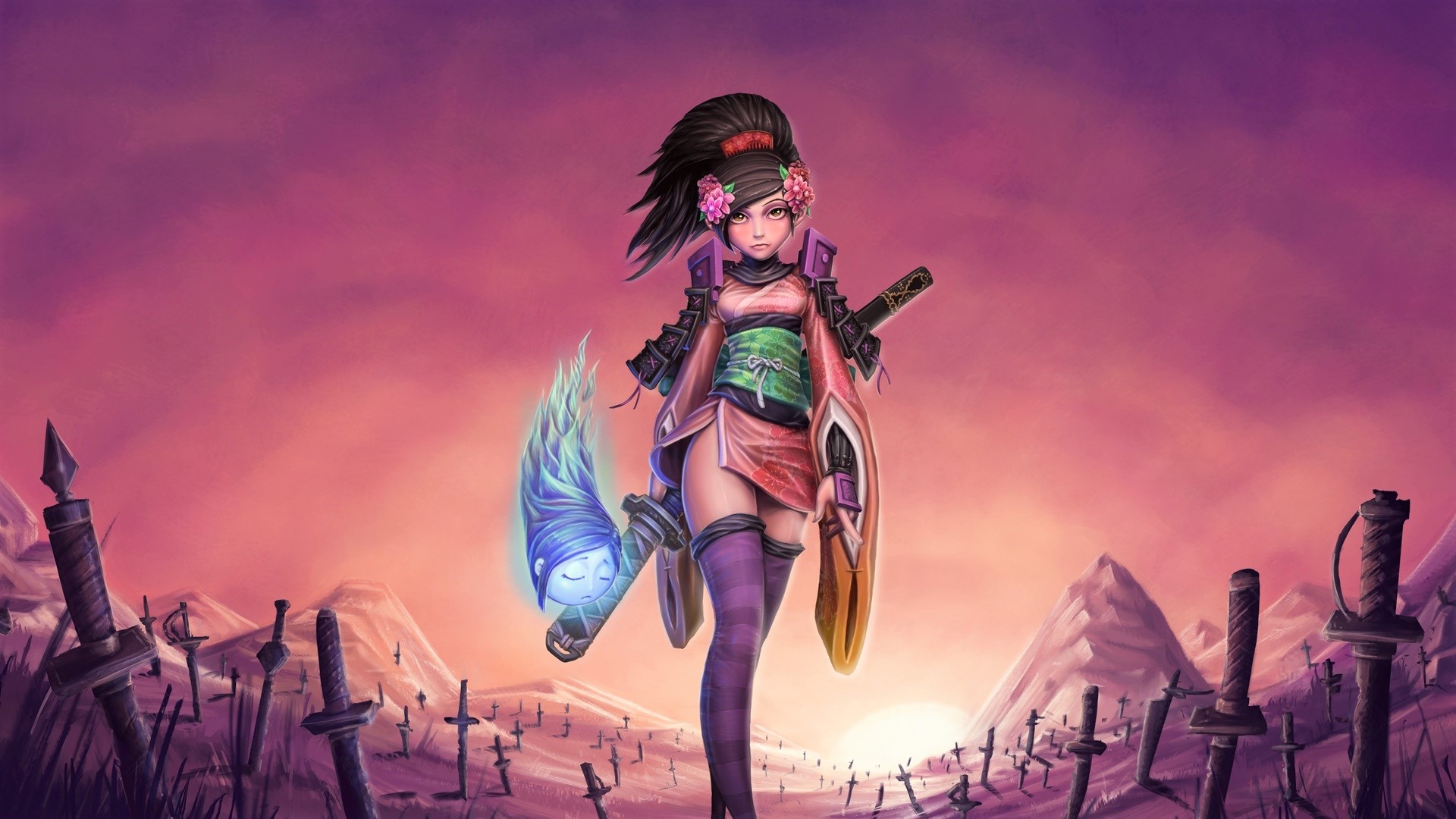 video game, muramasa: the demon blade, samurai, spirit, warrior, woman warrior