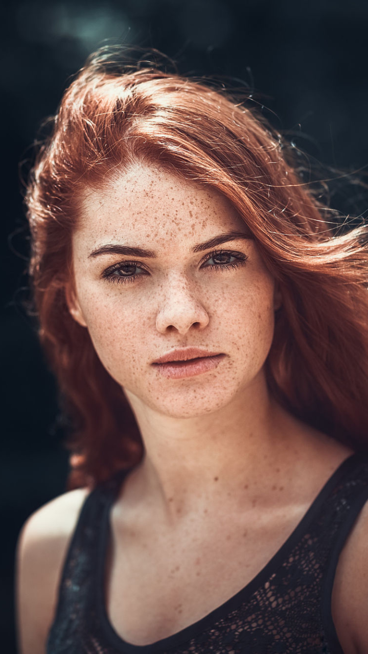 Download mobile wallpaper Redhead, Model, Women, Freckles, Brown Eyes for free.