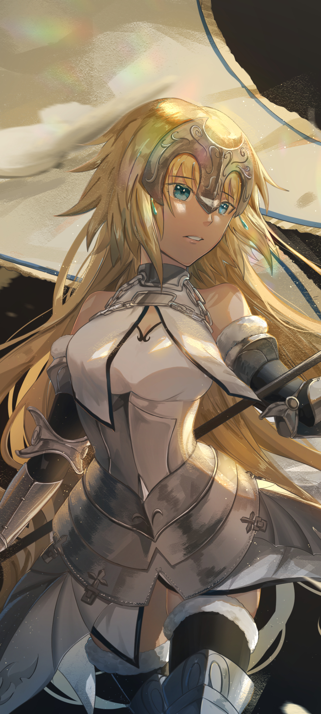 Handy-Wallpaper Vogel, Blond, Blaue Augen, Blondinen, Animes, Lange Haare, Frau Krieger, Fate/grand Order, Jeanne D'arc (Fate Serie), Herrscher (Schicksal/apokryphen), Schicksalsserie kostenlos herunterladen.