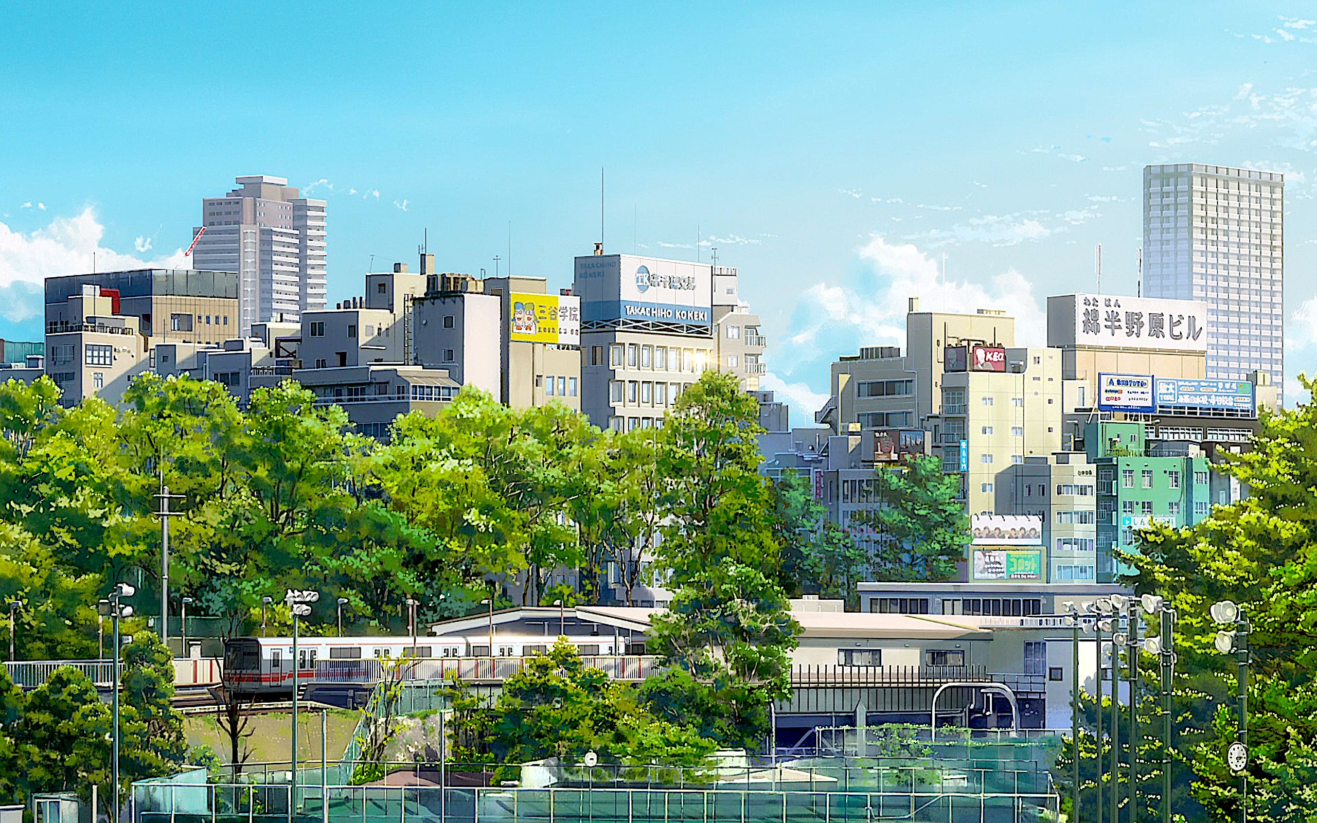 Laden Sie das Stadt, Baum, Bahnhof, Zug, Tokio, Animes, Your Name Gestern Heute Und Für Immer, Kimi No Na Wa-Bild kostenlos auf Ihren PC-Desktop herunter