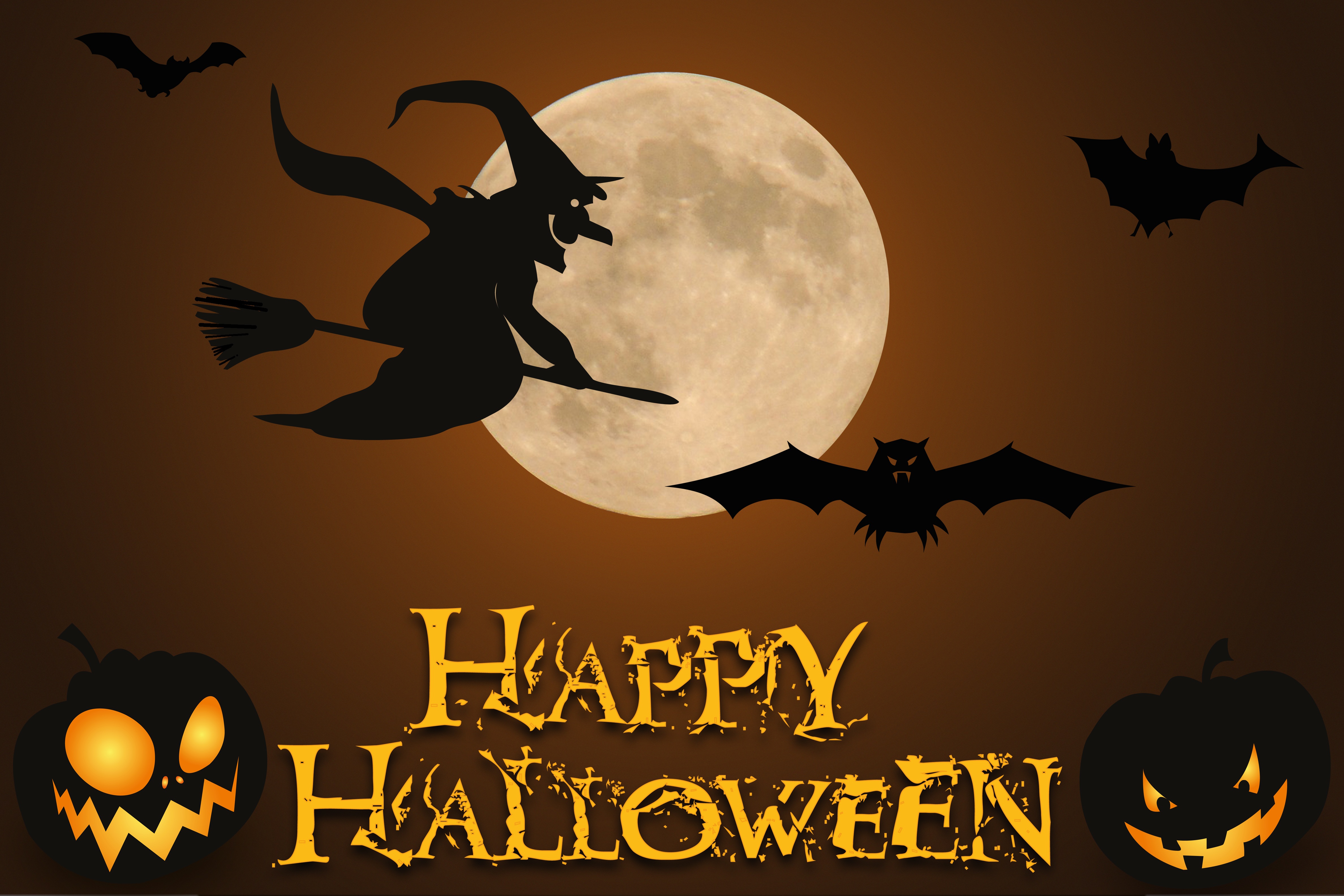 holiday, halloween, bat, happy halloween, jack o' lantern, moon, witch