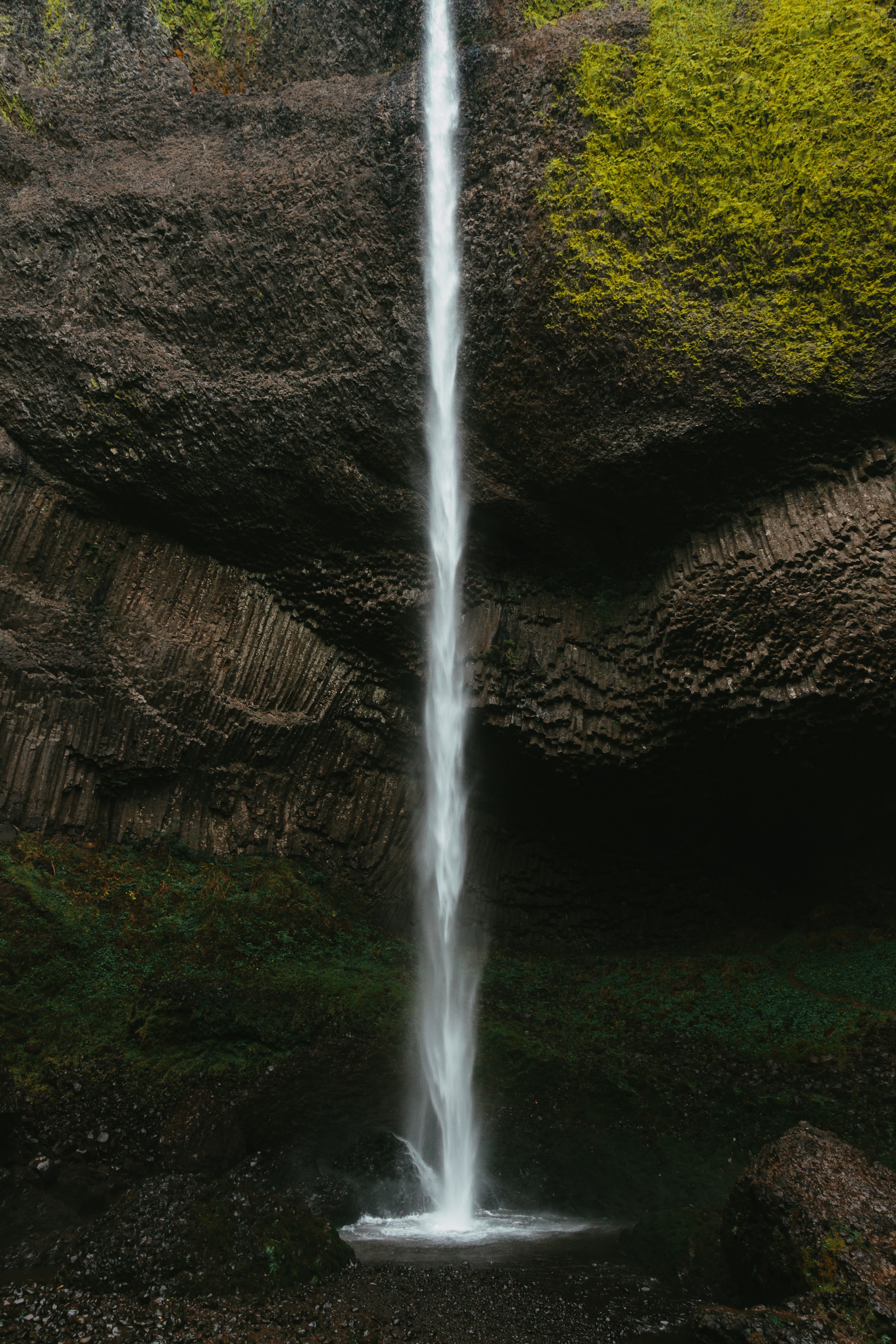 Download mobile wallpaper Rocks, Waterfall, Water, Moss, Nature for free.