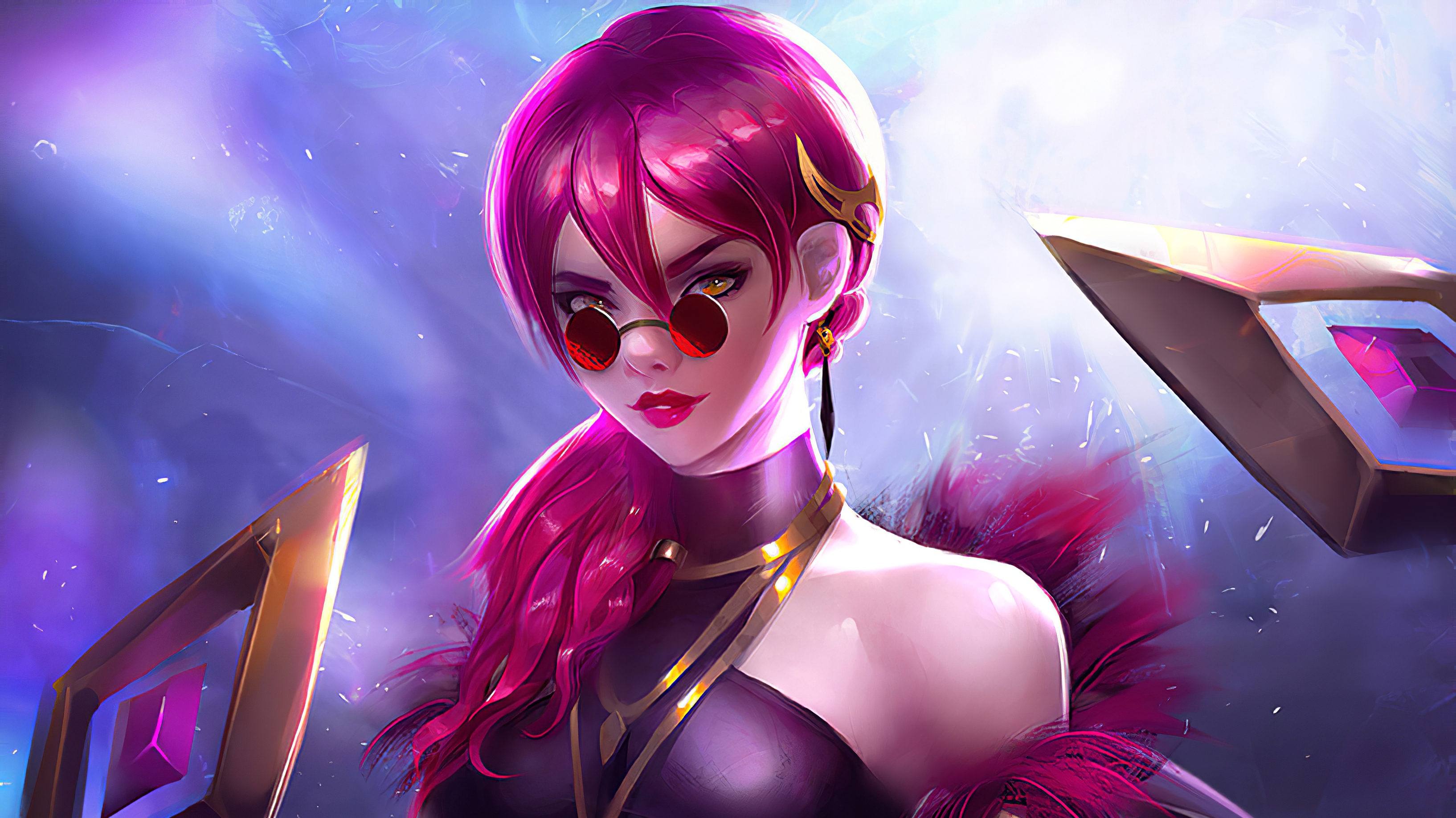 Download mobile wallpaper League Of Legends, Sunglasses, Pink Hair, Video Game, Evelynn (League Of Legends), K/da for free.