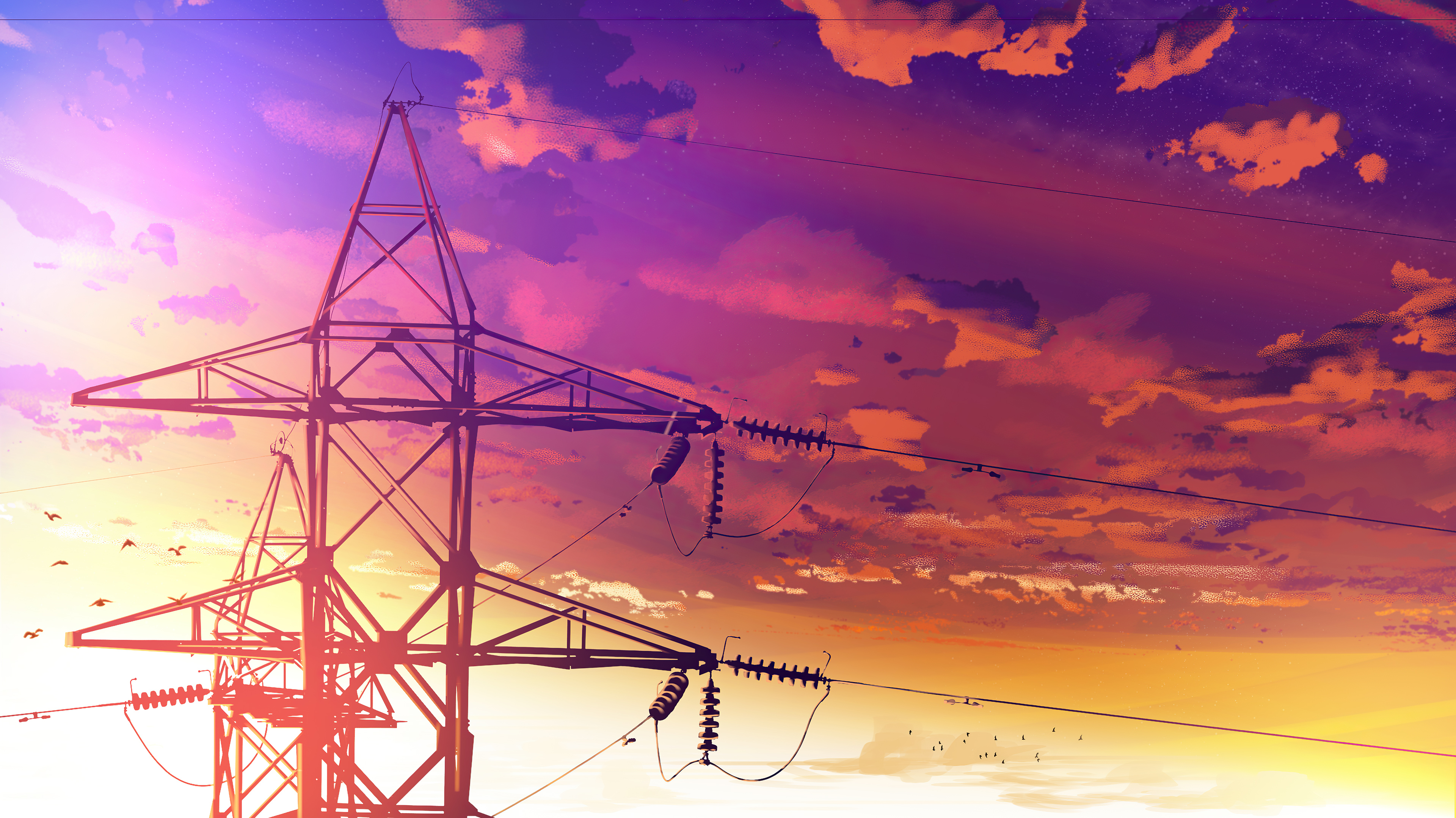 Free download wallpaper Anime, Sunset, Sky on your PC desktop