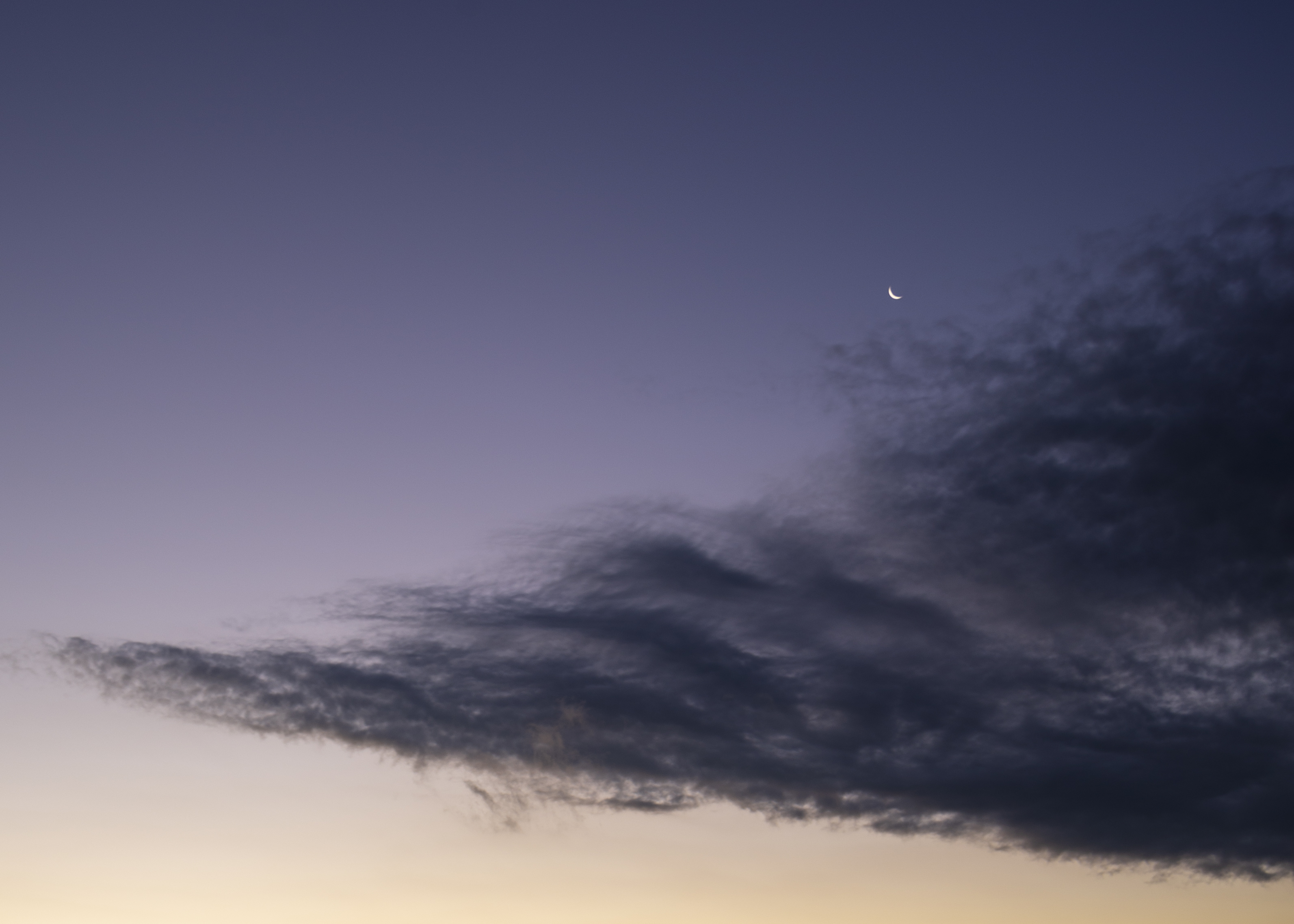 Download mobile wallpaper Sky, Evening, Clouds, Dusk, Twilight, Nature, Moon for free.