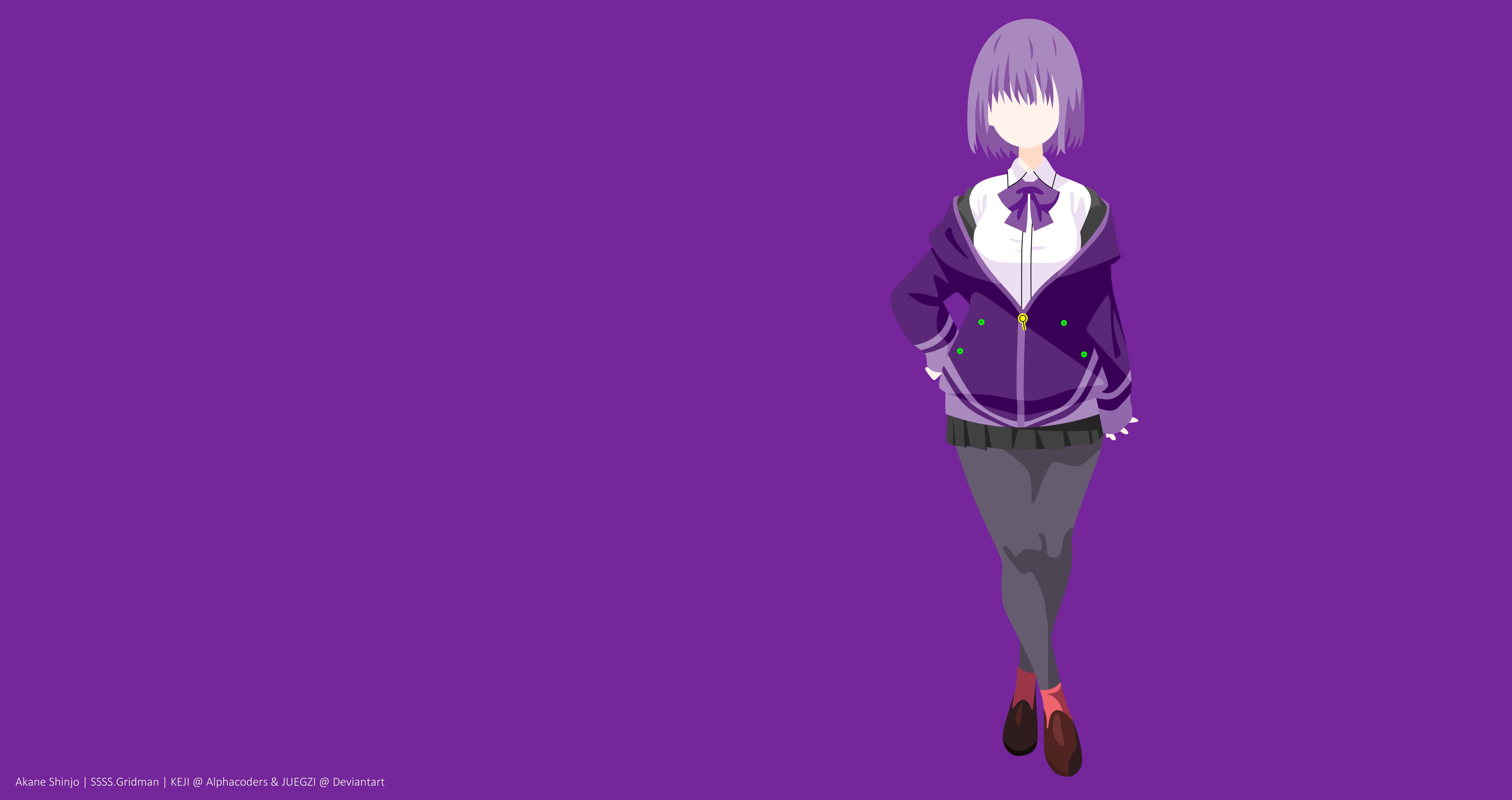 anime, ssss gridman, akane shinjou, purple hair, skirt