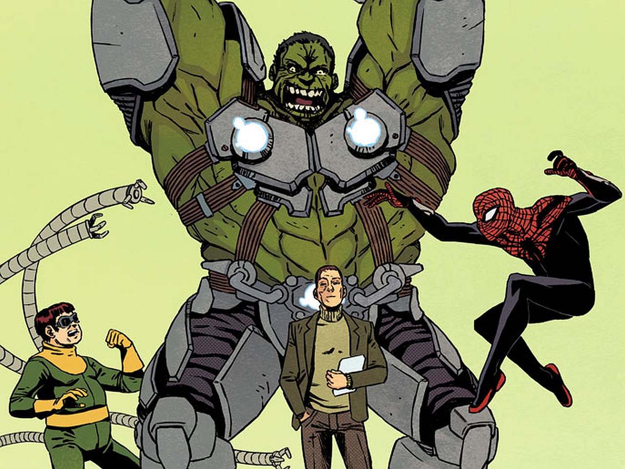 comics, indestructible hulk, doctor octopus, hulk, spider man