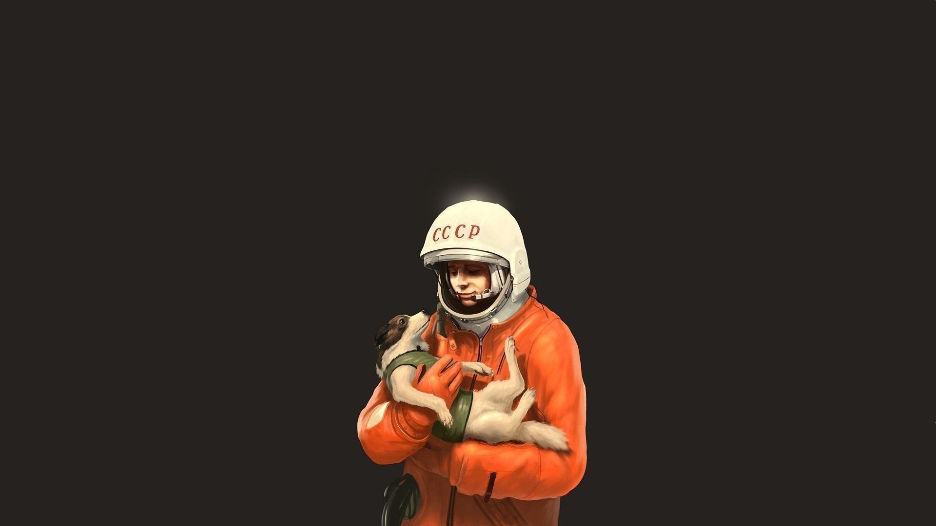Handy-Wallpaper Hund, Science Fiction, Astronaut kostenlos herunterladen.