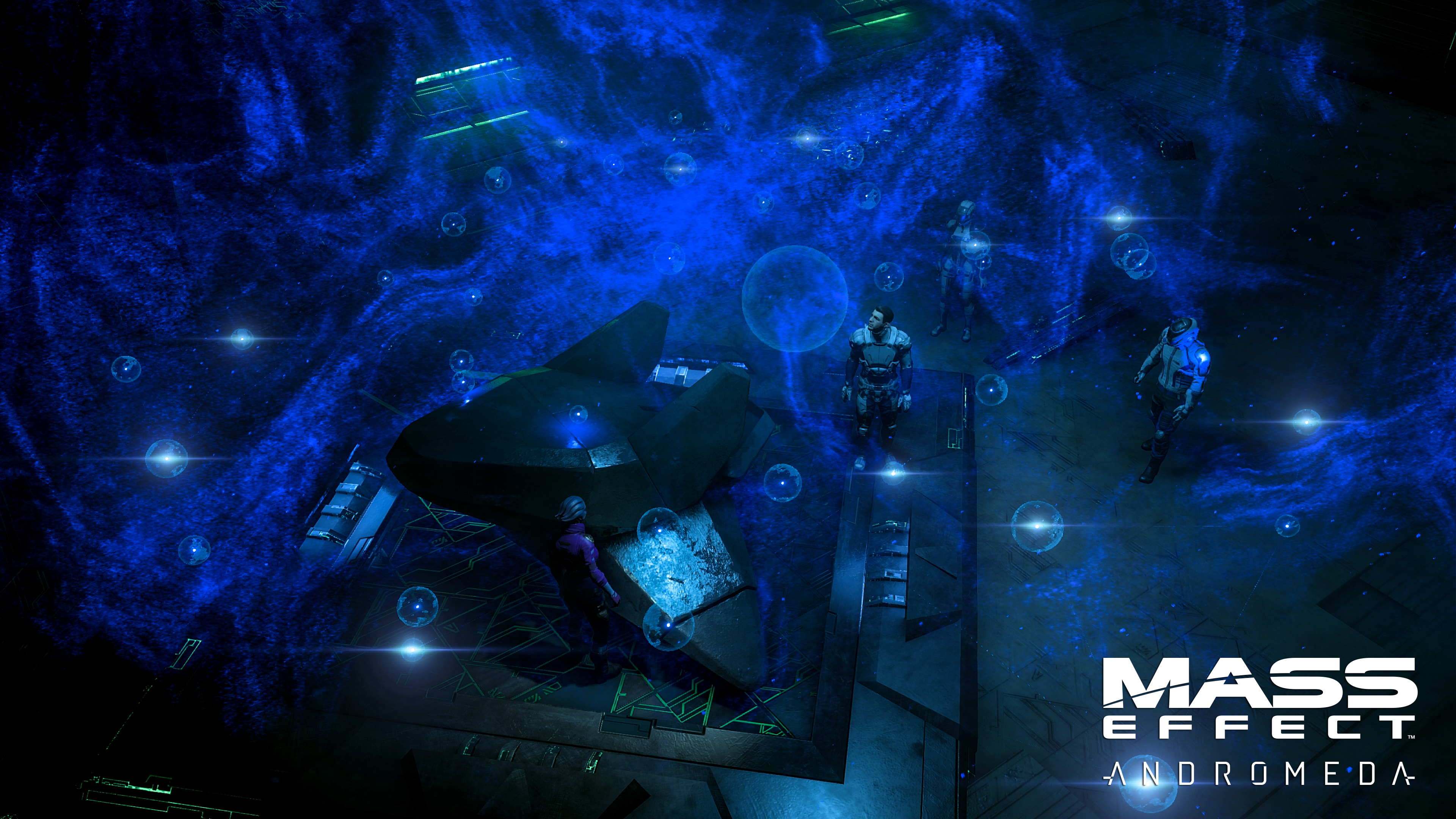 Handy-Wallpaper Mass Effect, Computerspiele, Mass Effect: Andromeda, Peebee (Mass Effect), Cora Harper, Liam Costa, Scott Ryder kostenlos herunterladen.