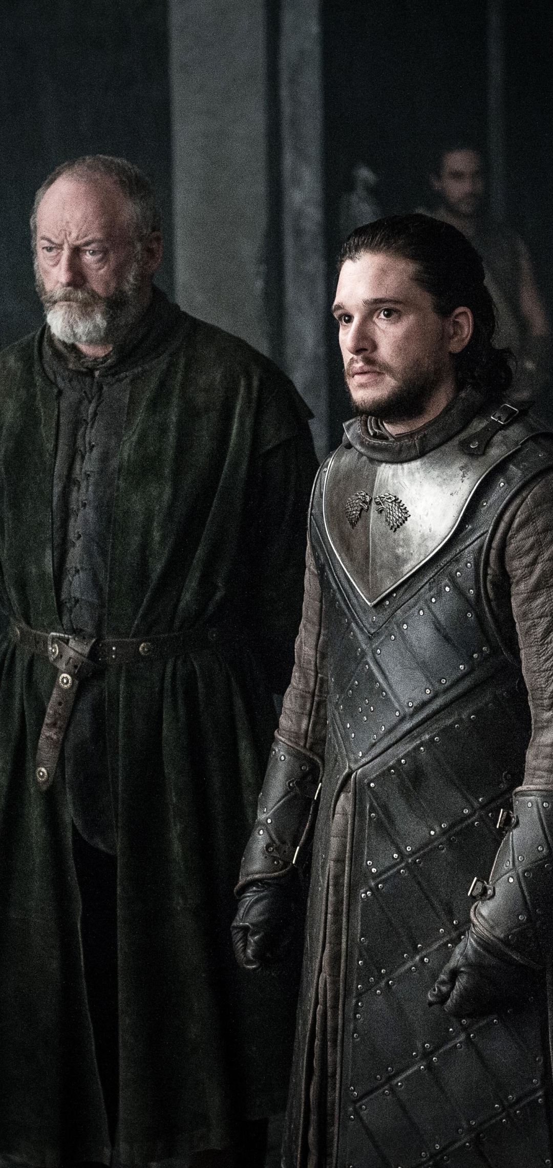 Download mobile wallpaper Game Of Thrones, Tv Show, Kit Harington, Jon Snow, Davos Seaworth, Liam Cunningham for free.