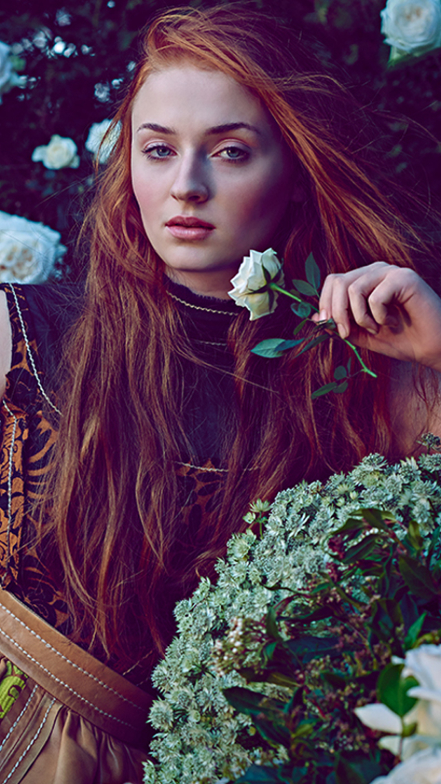 Download mobile wallpaper Redhead, Blue Eyes, Celebrity, Actress, Sophie Turner for free.