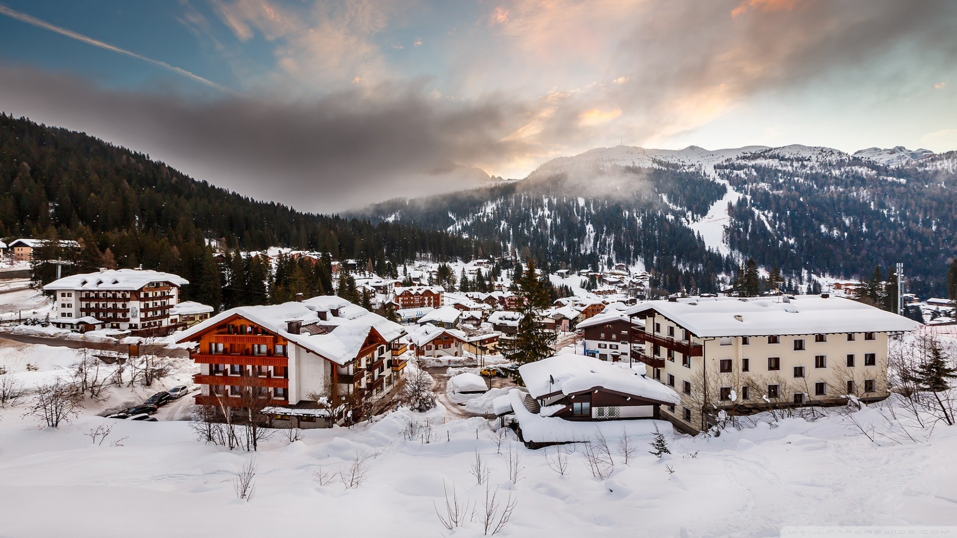 Handy-Wallpaper Winter, Schnee, Italien, Alpen, Dorf, Menschengemacht kostenlos herunterladen.