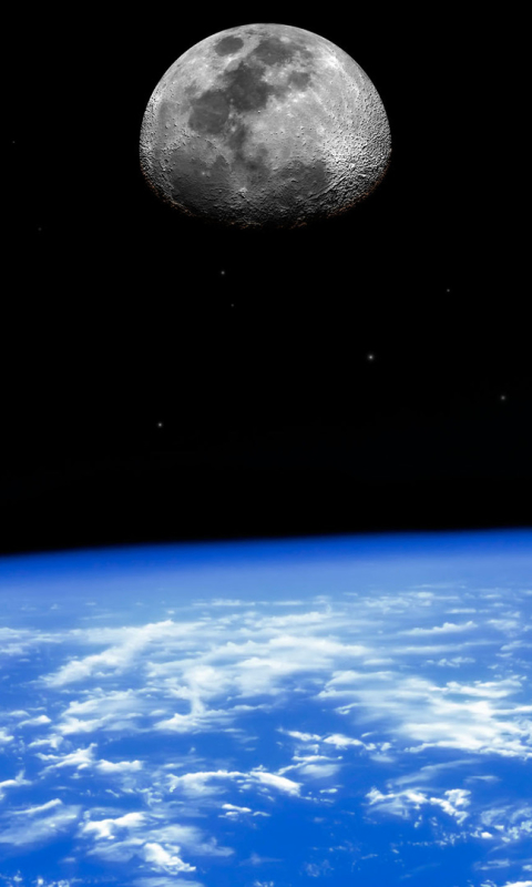 Descarga gratuita de fondo de pantalla para móvil de Luna, Horizonte, Tierra, Espacio, Planeta, Tierra/naturaleza, Desde El Espacio.