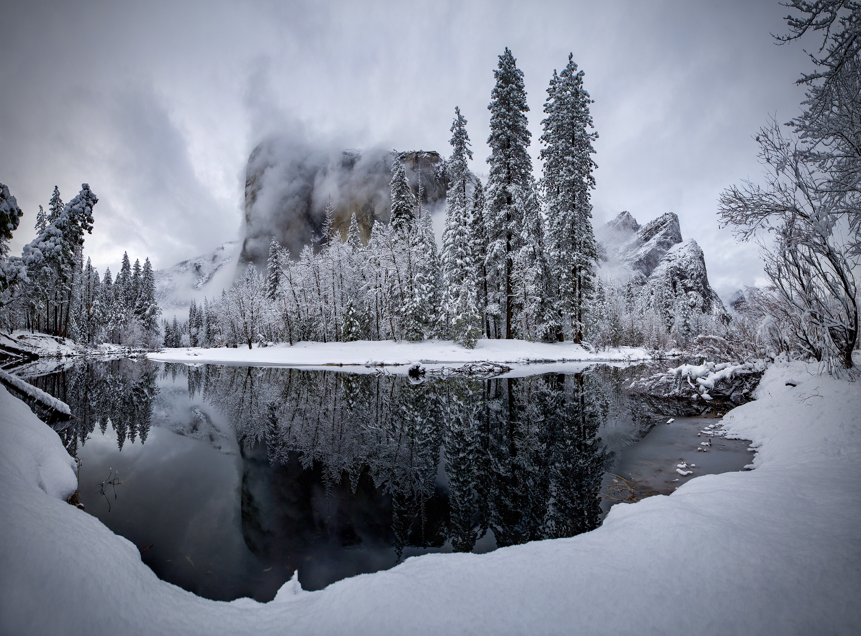 Handy-Wallpaper Winter, Nationalpark, Yosemite Nationalpark, Erde/natur kostenlos herunterladen.
