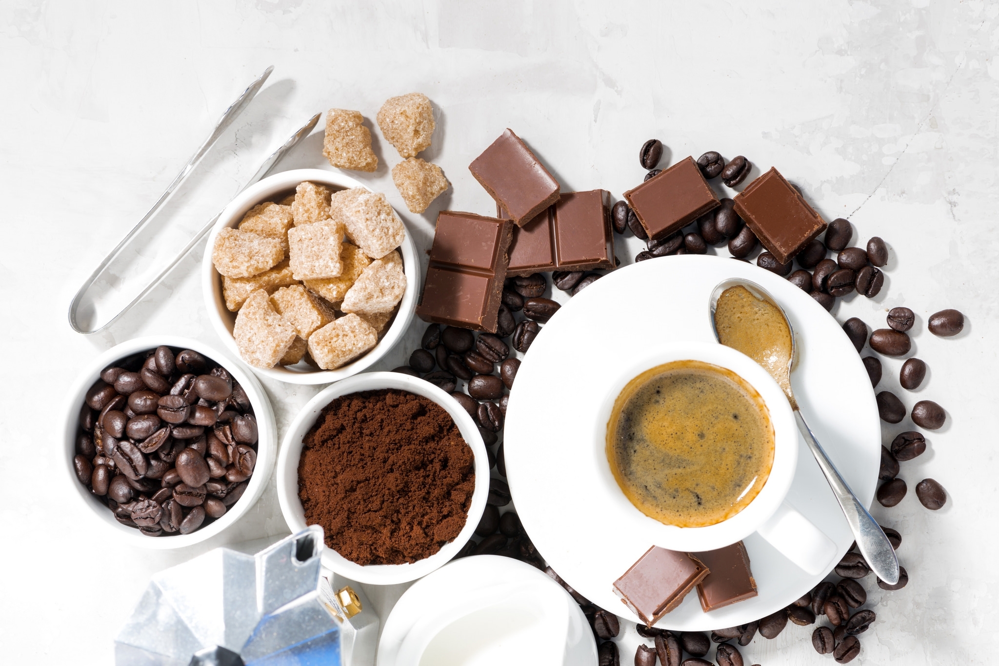 Descarga gratis la imagen Chocolate, Café, Taza, Granos De Café, Azúcar, Alimento en el escritorio de tu PC