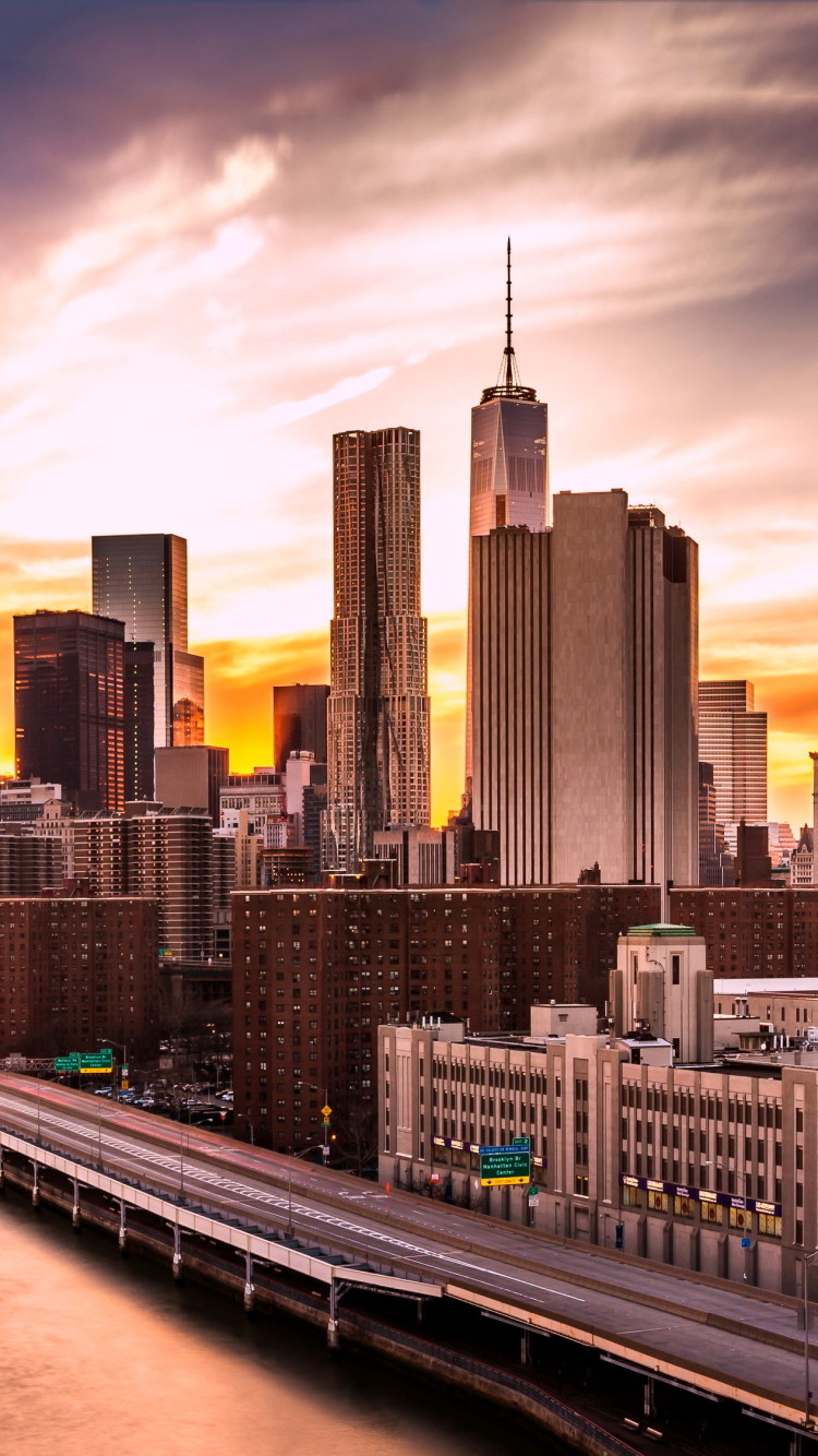 Baixar papel de parede para celular de Cidades, Prédio, Ponte, Construção, Nova York, Manhattan, Feito Pelo Homem gratuito.