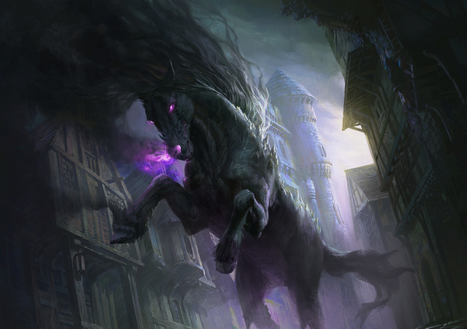 Free download wallpaper Fantasy, Dark, Horse, Fantasy Animals on your PC desktop