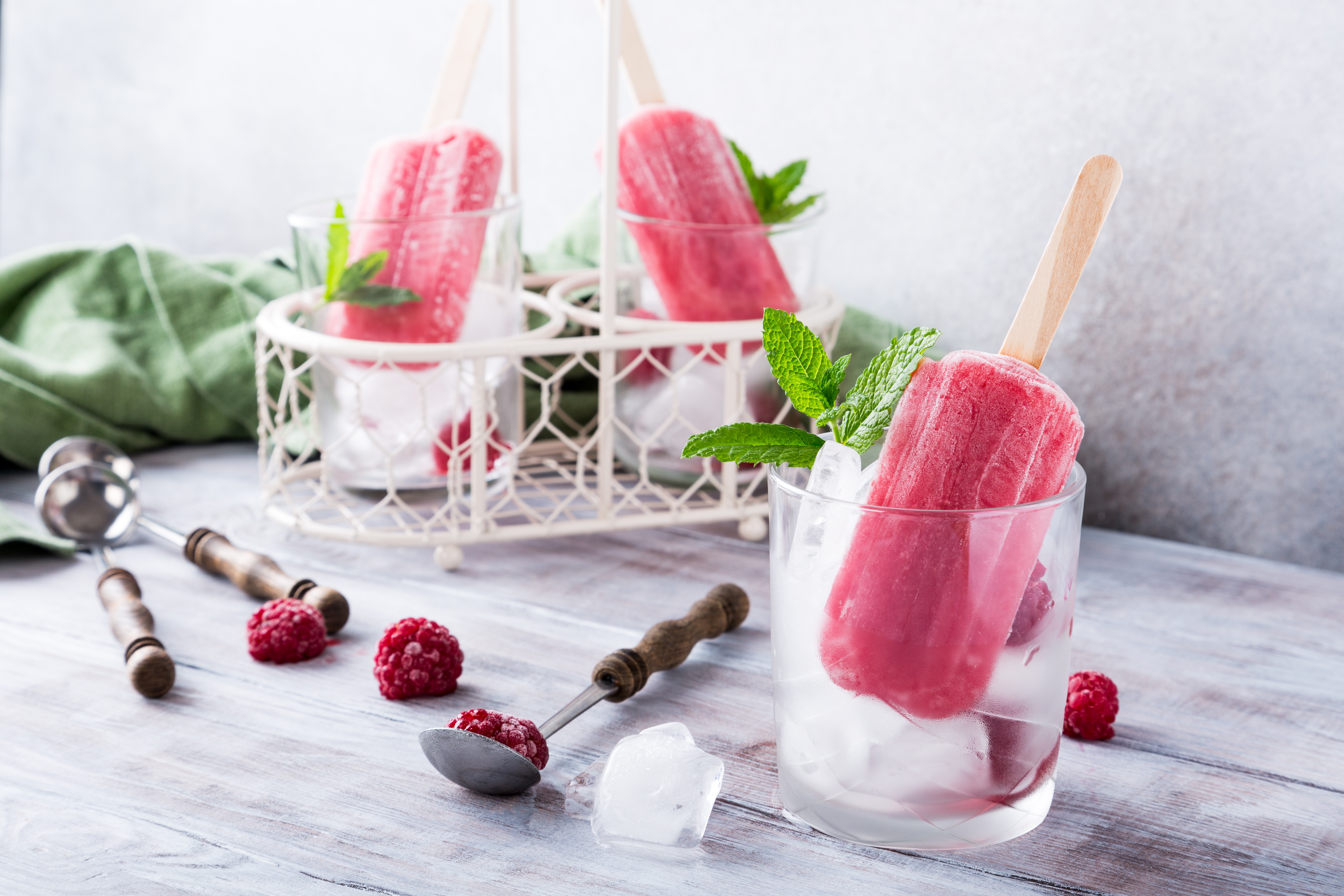Download mobile wallpaper Food, Raspberry, Ice Cream, Still Life, Glass, Popsicle for free.