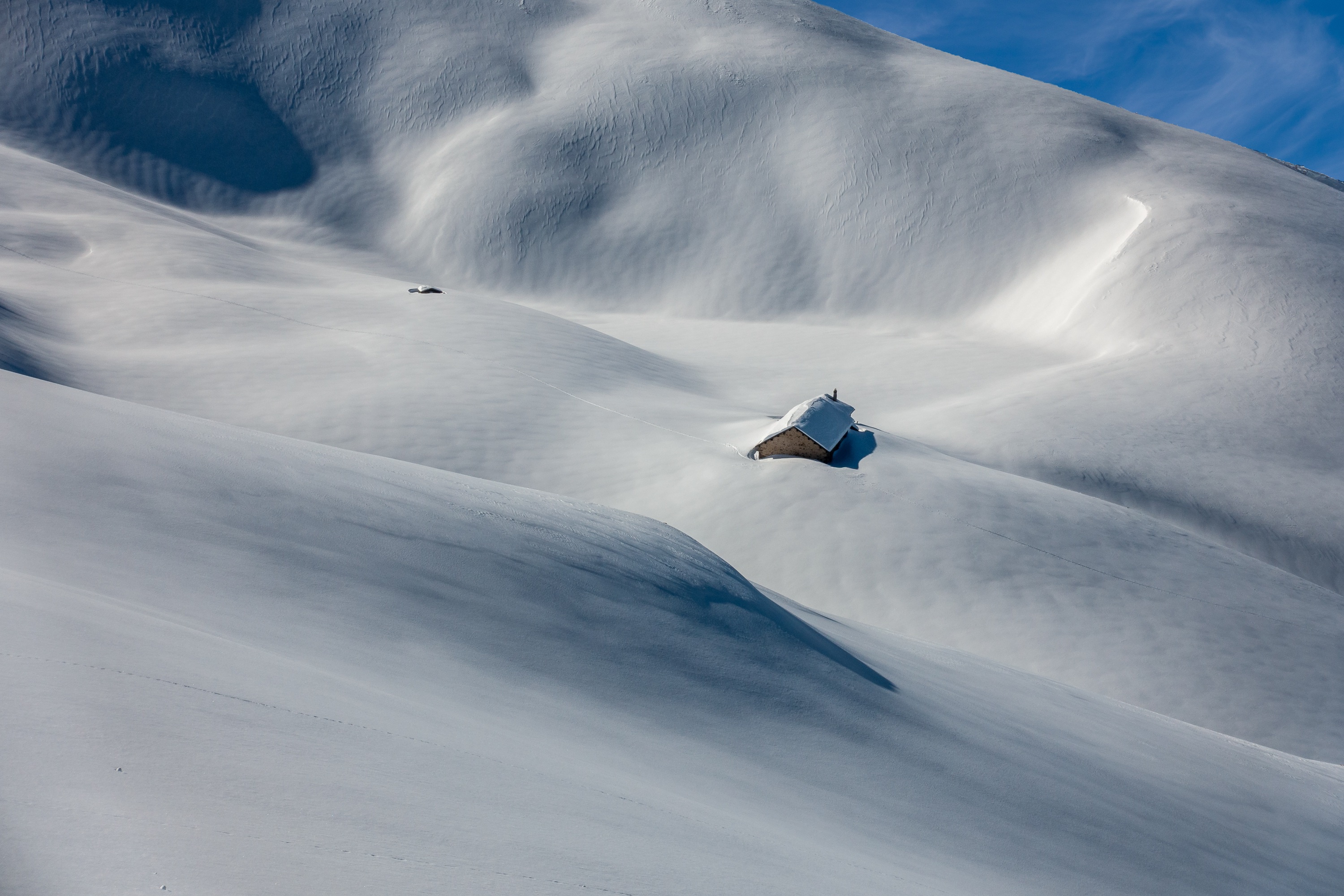 Free download wallpaper Winter, Snow, Mountain, House, Hill, Photography, Aerial on your PC desktop