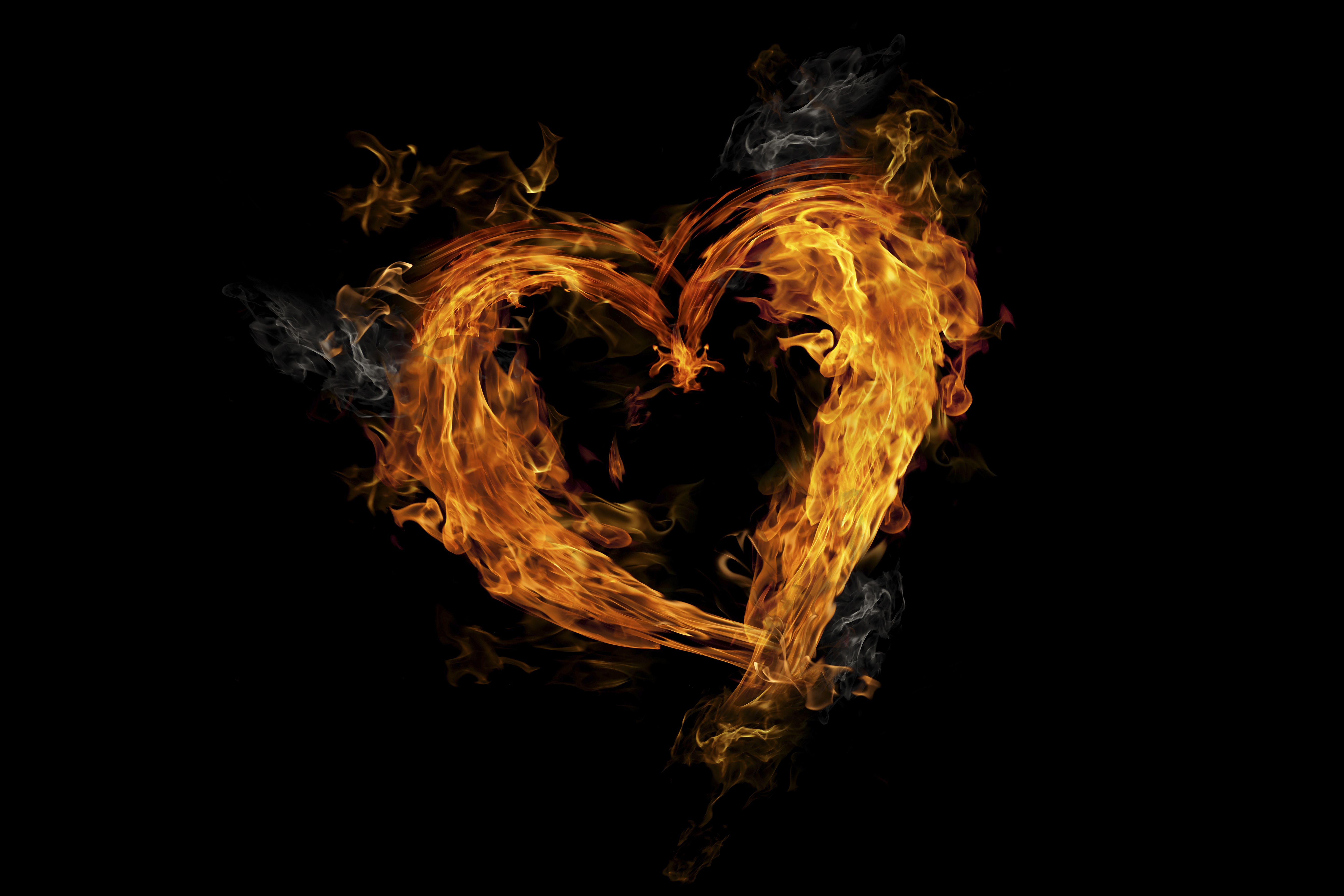 Скачать картинку Пламя, Сердце, Художественные в телефон бесплатно.