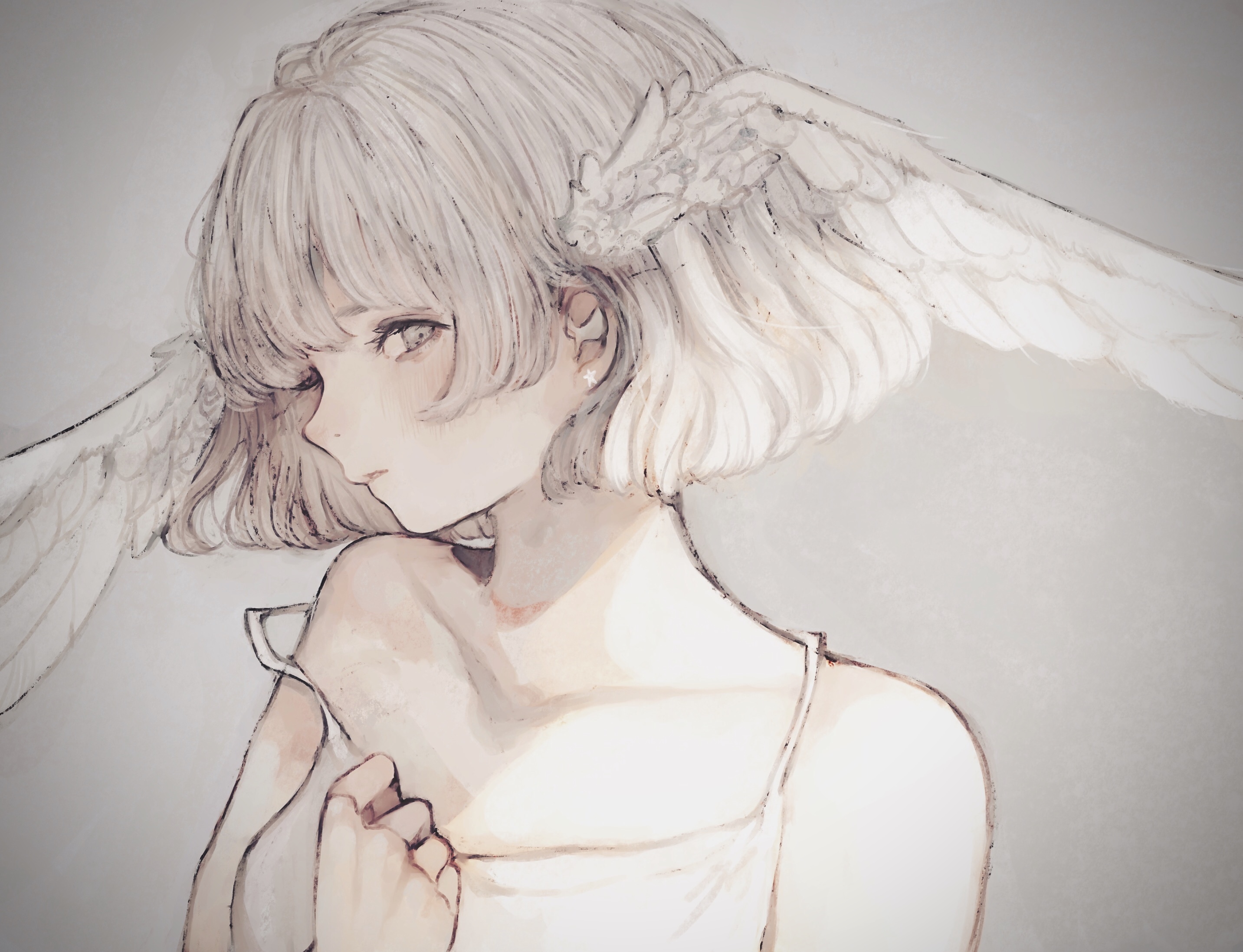 Free download wallpaper Anime, Wings, Original, Short Hair on your PC desktop