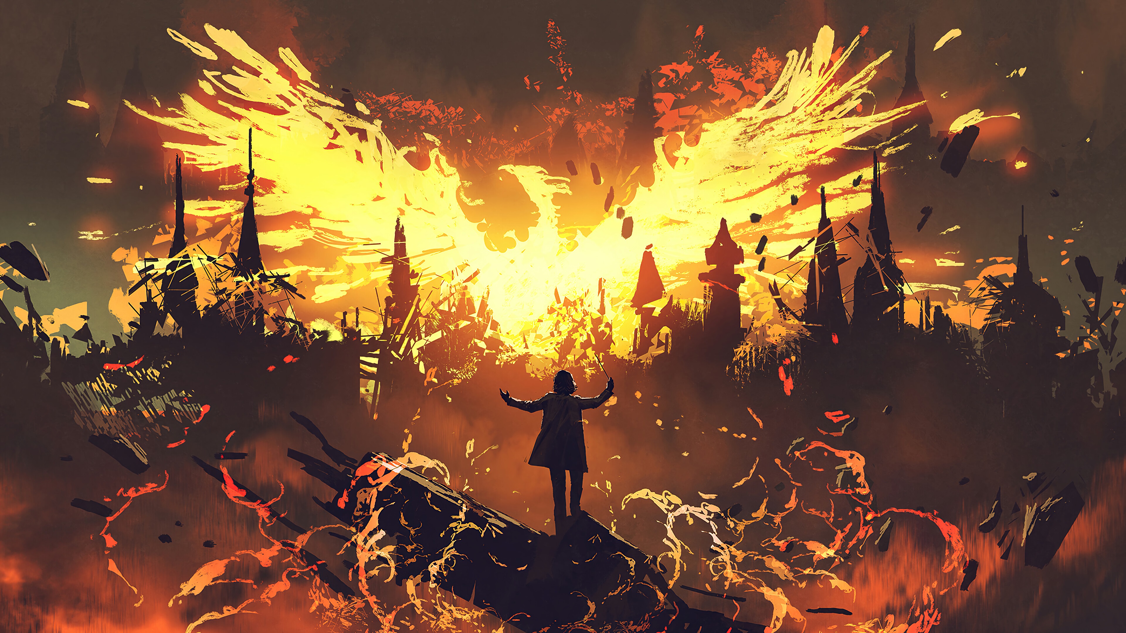 Download mobile wallpaper Fantasy, Flame, Phoenix, Fantasy Animals for free.