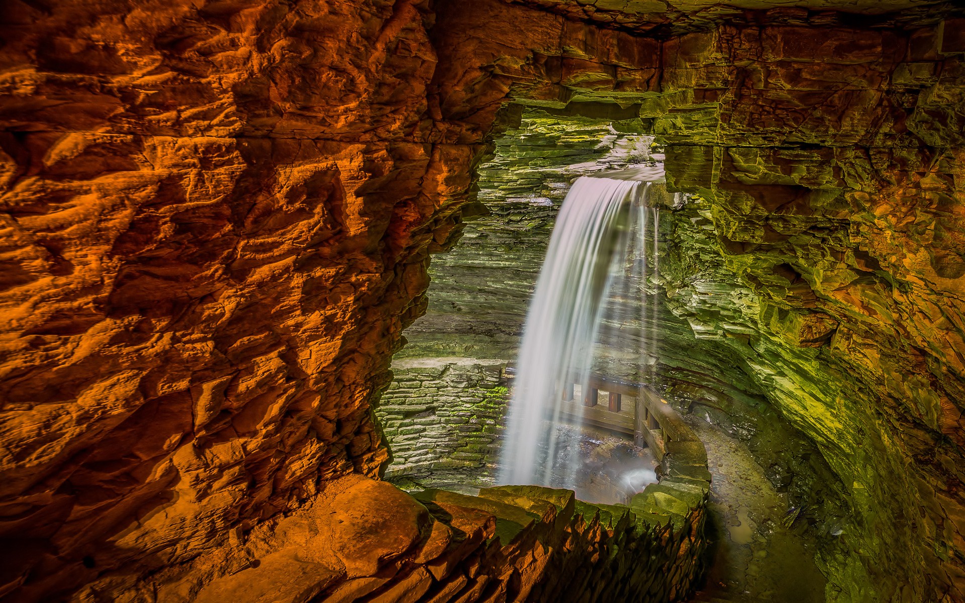 Download mobile wallpaper Cave, Waterfall, Waterfalls, Earth for free.