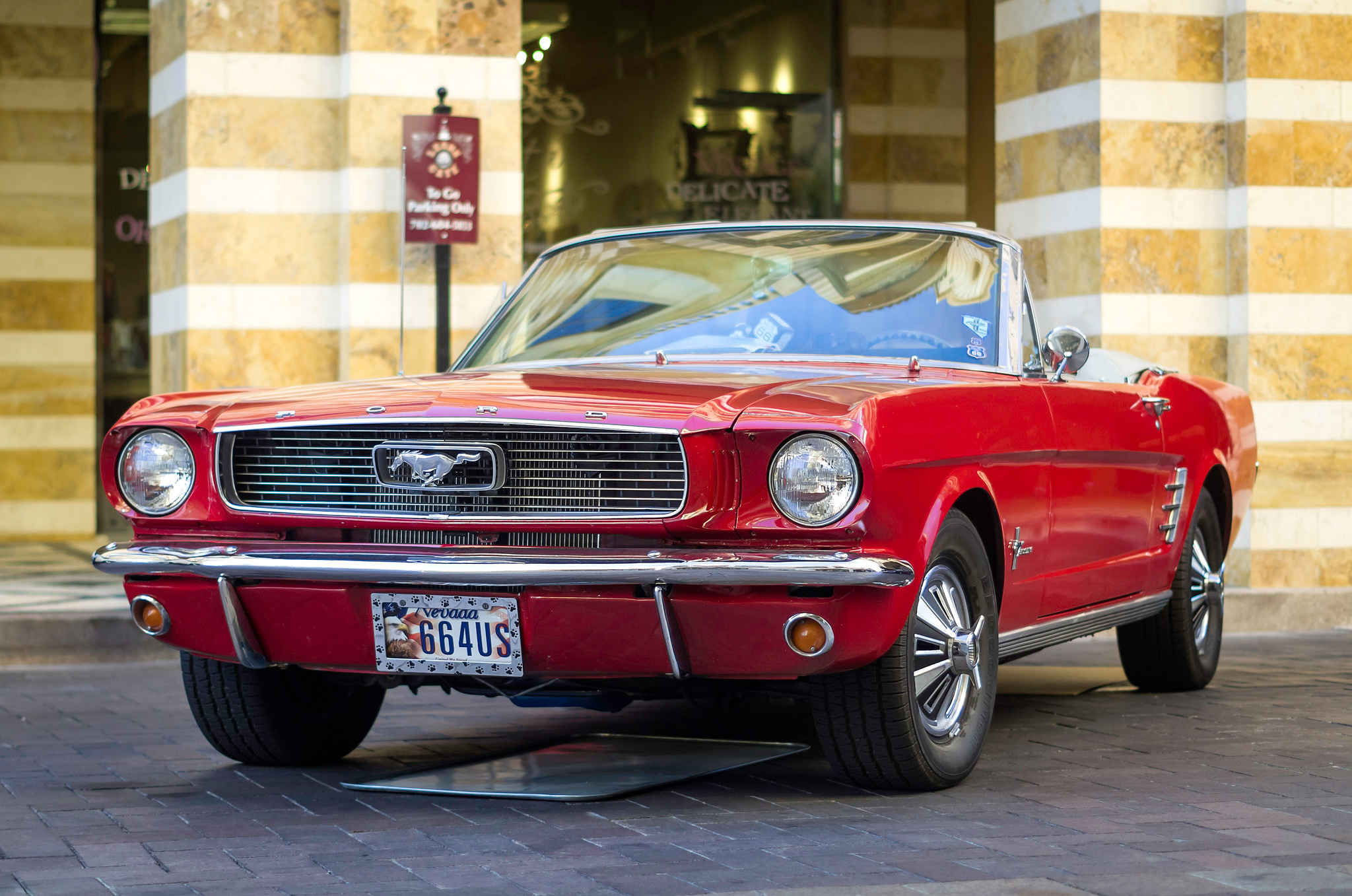 mustang, cars, red, cabriolet, 1966