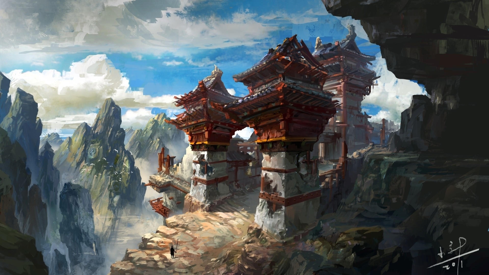 Free download wallpaper Fantasy, Oriental, Castle on your PC desktop