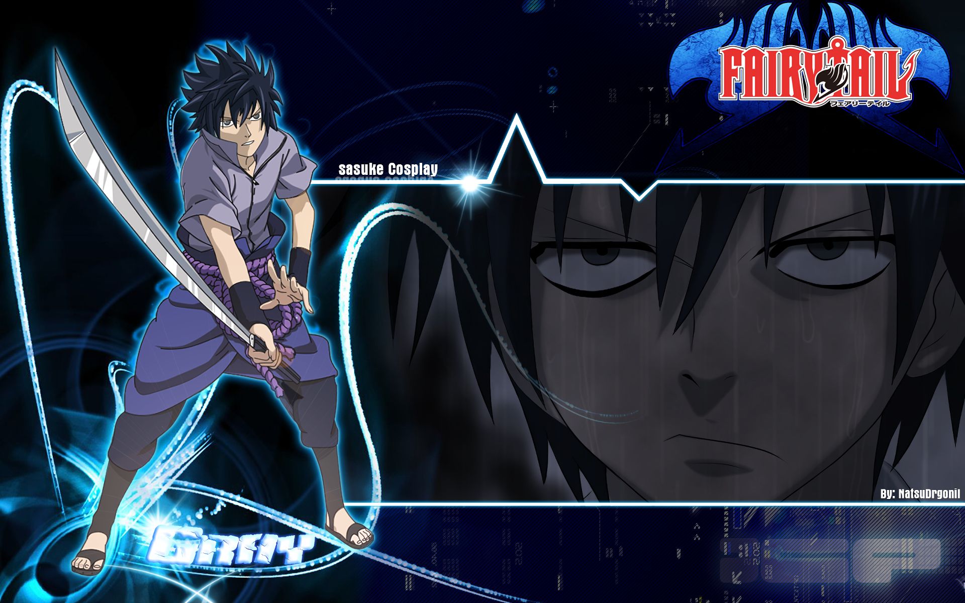 Free download wallpaper Anime, Naruto, Sasuke Uchiha, Fairy Tail, Gray Fullbuster on your PC desktop