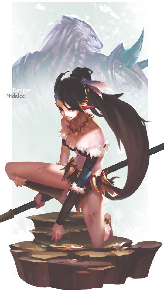 Download mobile wallpaper League Of Legends, Spear, Video Game, Nidalee (League Of Legends), Rengar (League Of Legends) for free.