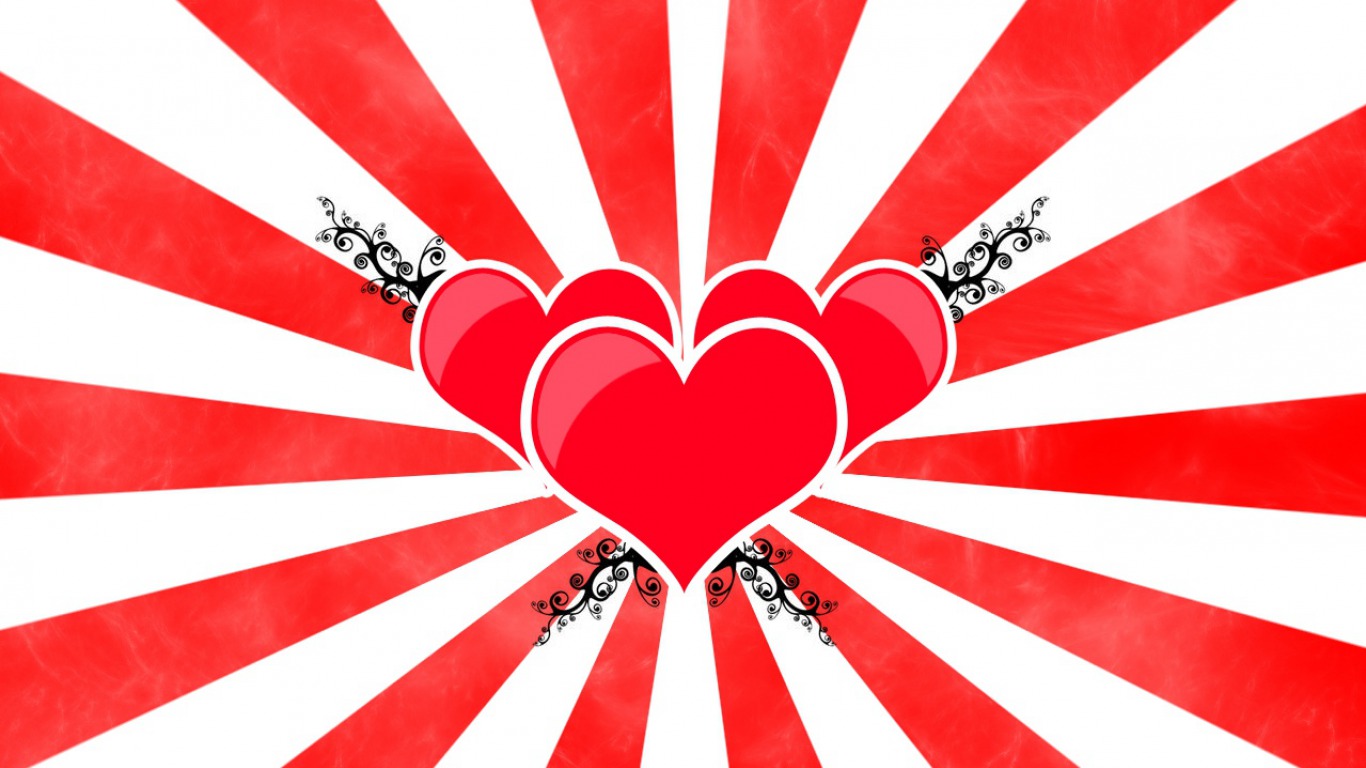 Скачати мобільні шпалери День Святого Валентина, Кохання, Серце, Художній, Смужки безкоштовно.