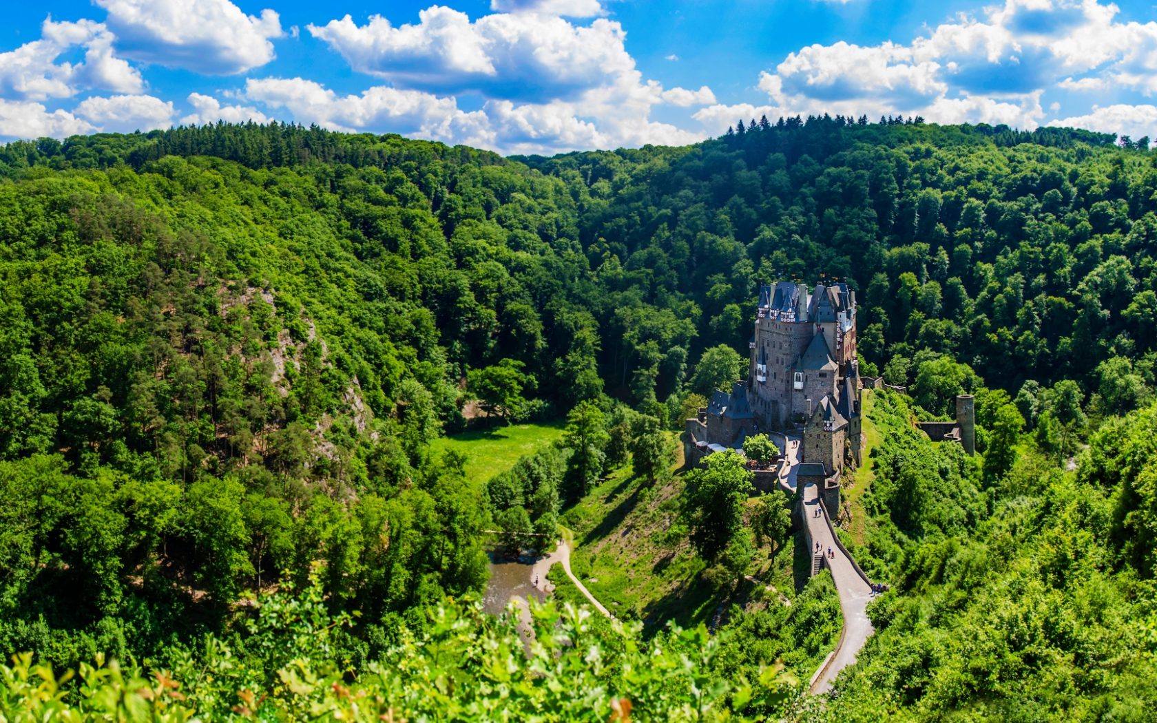 Download mobile wallpaper Forest, Germany, Eltz Castle, Man Made, Castle for free.