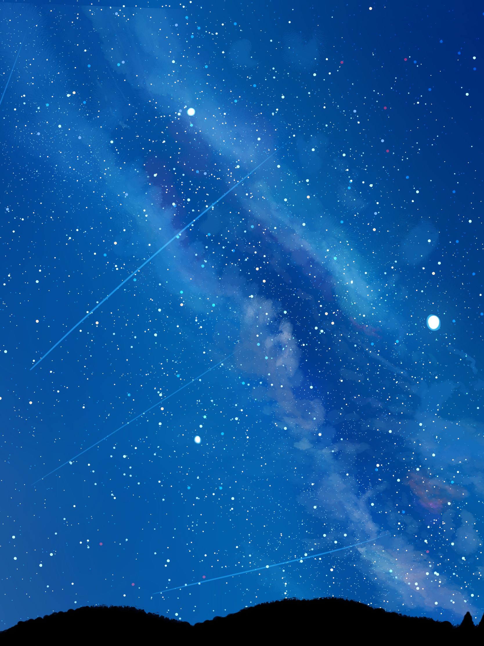 Download mobile wallpaper Anime, Stars, Night, Comet, Original, Aurora Australis for free.