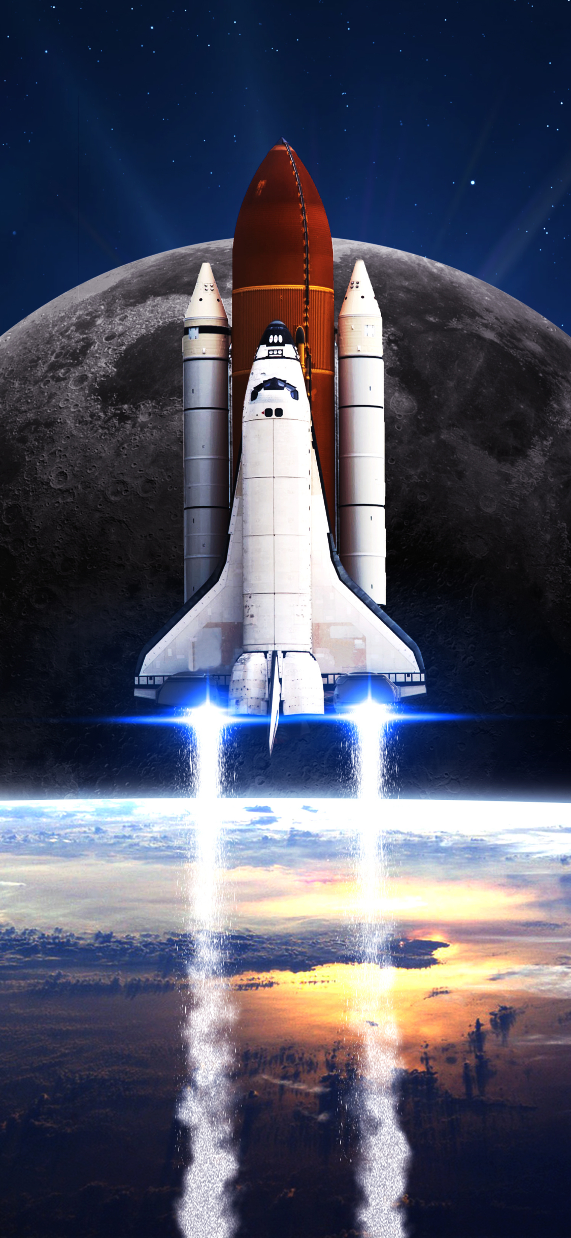 Descarga gratuita de fondo de pantalla para móvil de Luna, Espacio, Ciencia Ficción, Vehículos, Transbordador Sts, Transbordadores Espaciales.