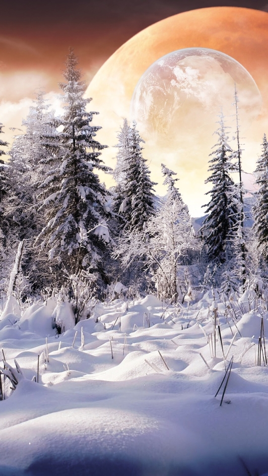 Handy-Wallpaper Landschaft, Schnee, Planet, Science Fiction kostenlos herunterladen.