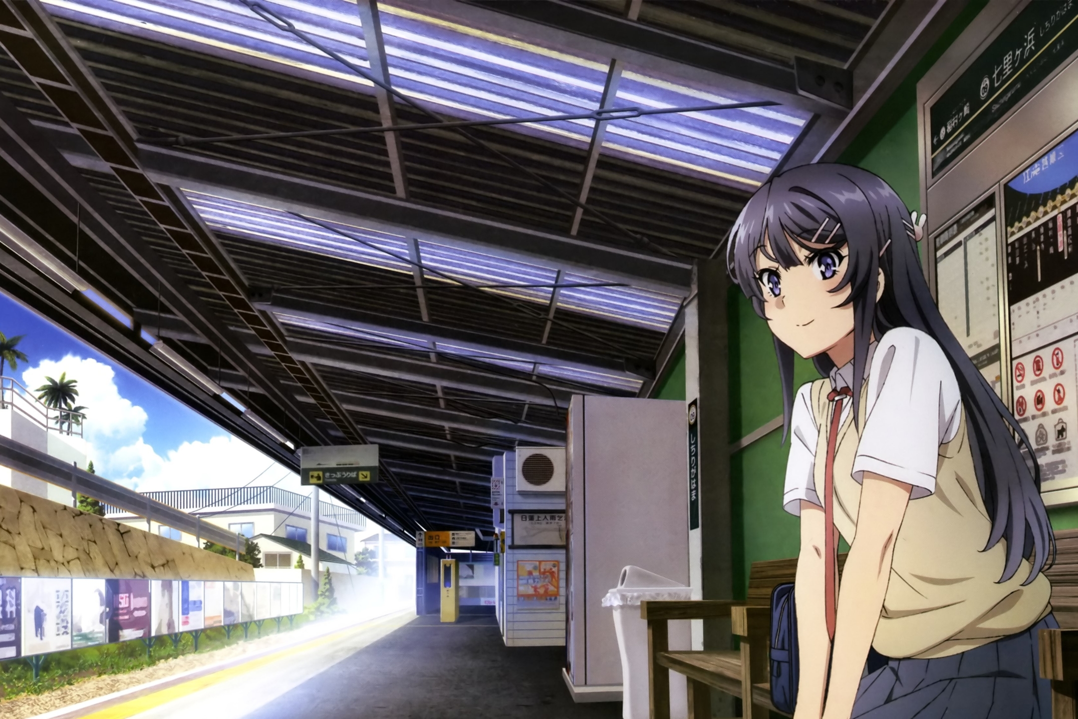Laden Sie das Bahnhof, Animes, Mai Sakurajima, Rascal Does Not Dream Of Bunny Girl Senpai-Bild kostenlos auf Ihren PC-Desktop herunter