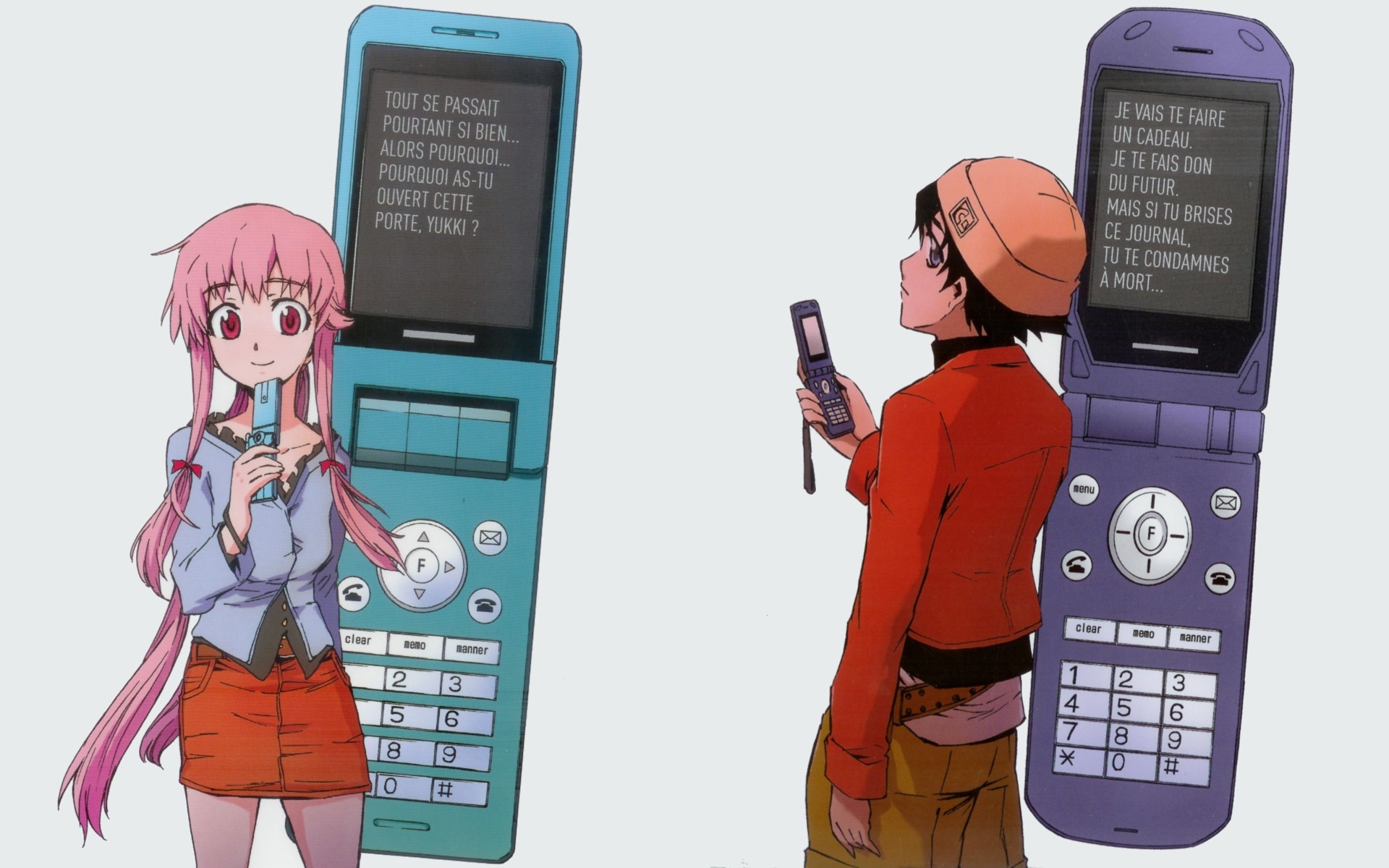 Download mobile wallpaper Anime, Yuno Gasai, Mirai Nikki, Yukiteru Amano for free.