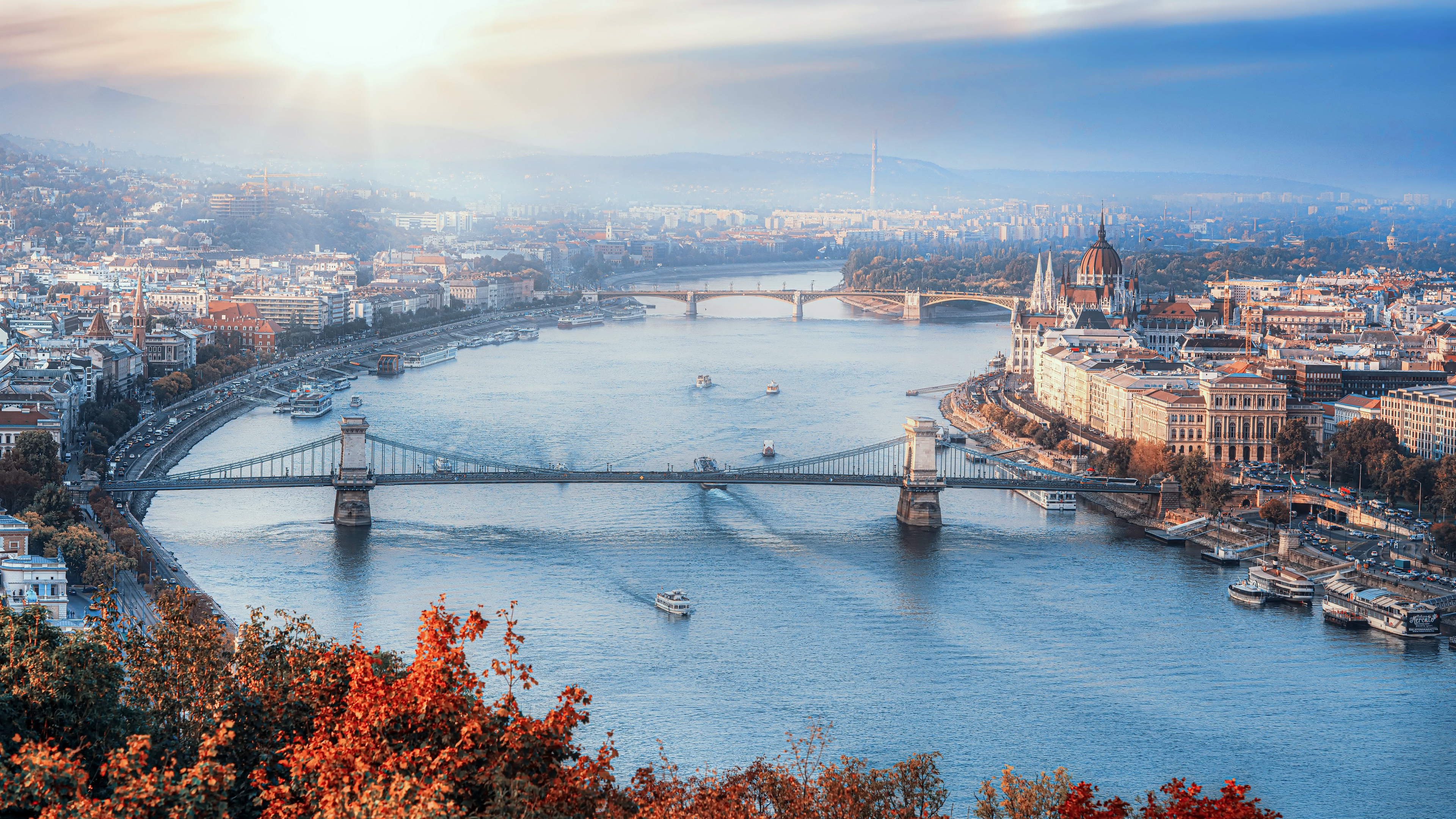 Download mobile wallpaper Cities, City, Bridge, Hungary, River, Budapest, Man Made for free.