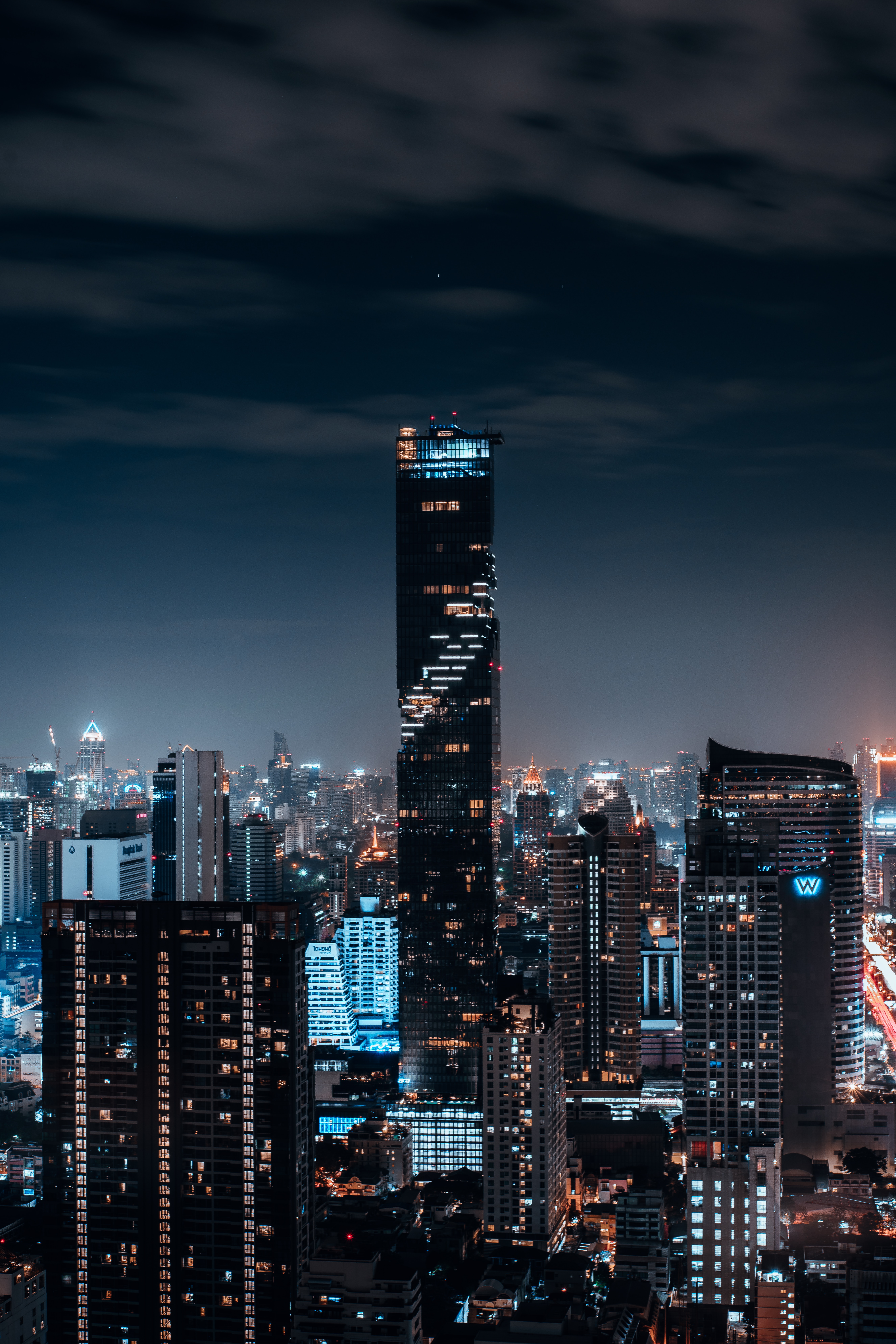Download mobile wallpaper Megapolis, Megalopolis, Cities, View From Above, Night City, Building, Architecture for free.