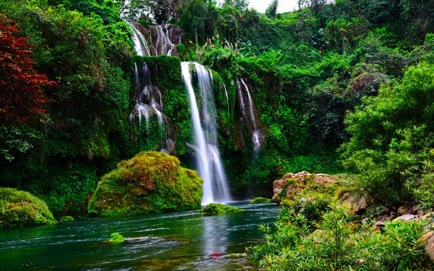 Handy-Wallpaper See, Wasserfall, Wald, Erde, Erde/natur kostenlos herunterladen.