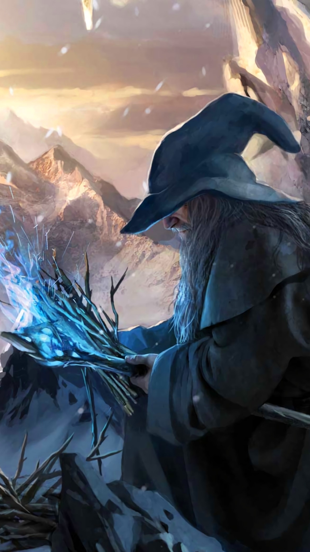Download mobile wallpaper Fantasy, Snow, Lord Of The Rings, Mountain, Wizard, The Lord Of The Rings, Gandalf for free.